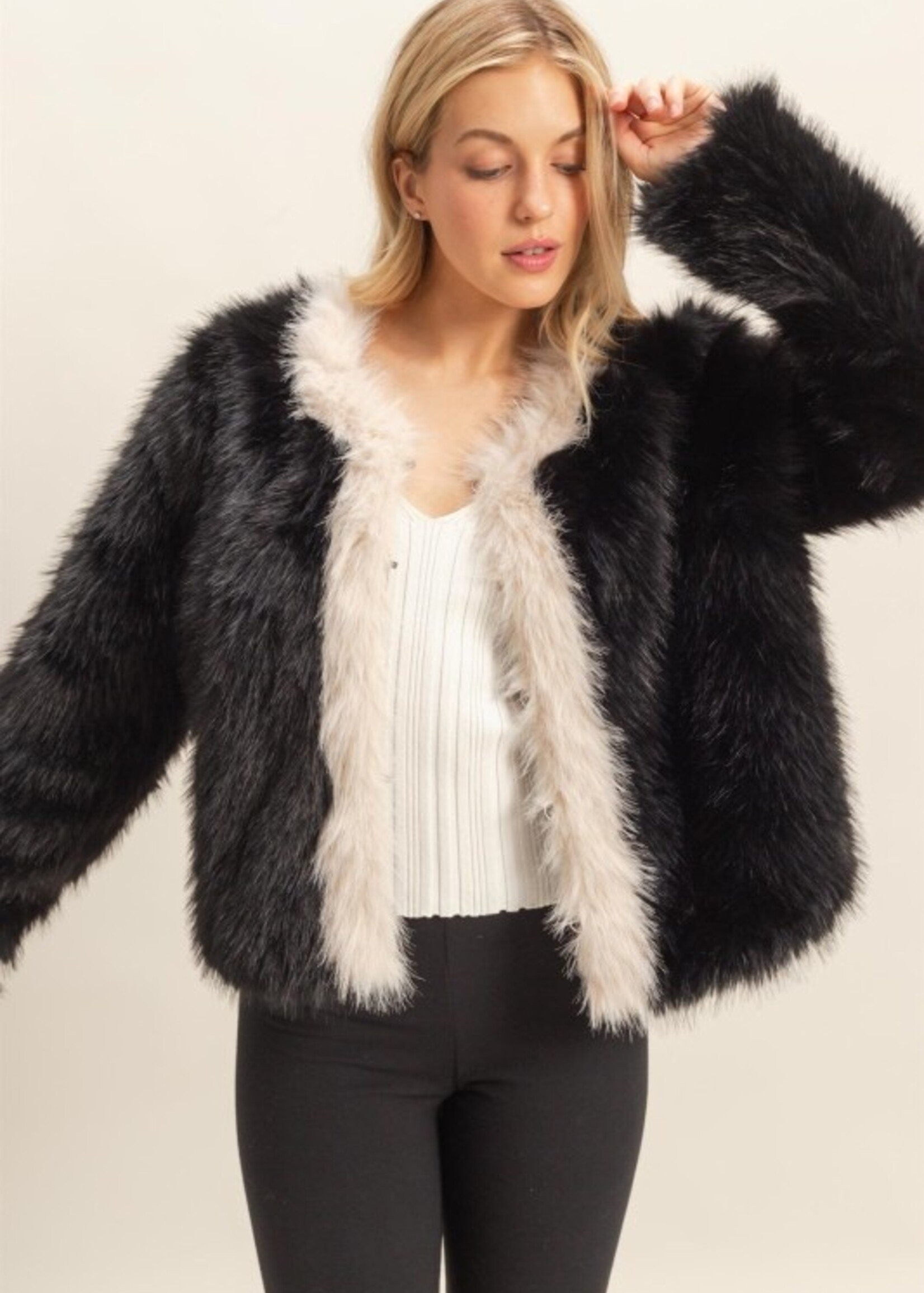 2 tone fur cardigan +2 colors