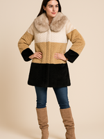 Tricolor fur coat