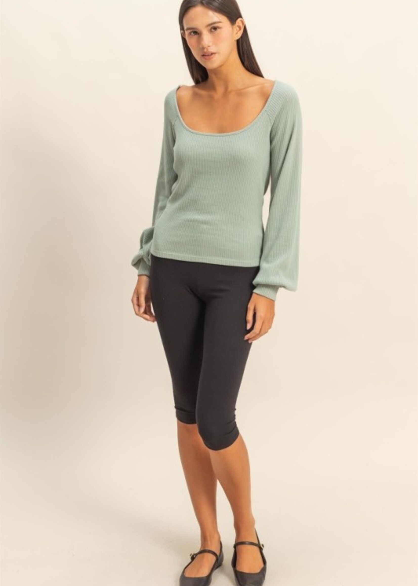 Rib balloon sleeve + 2 colors