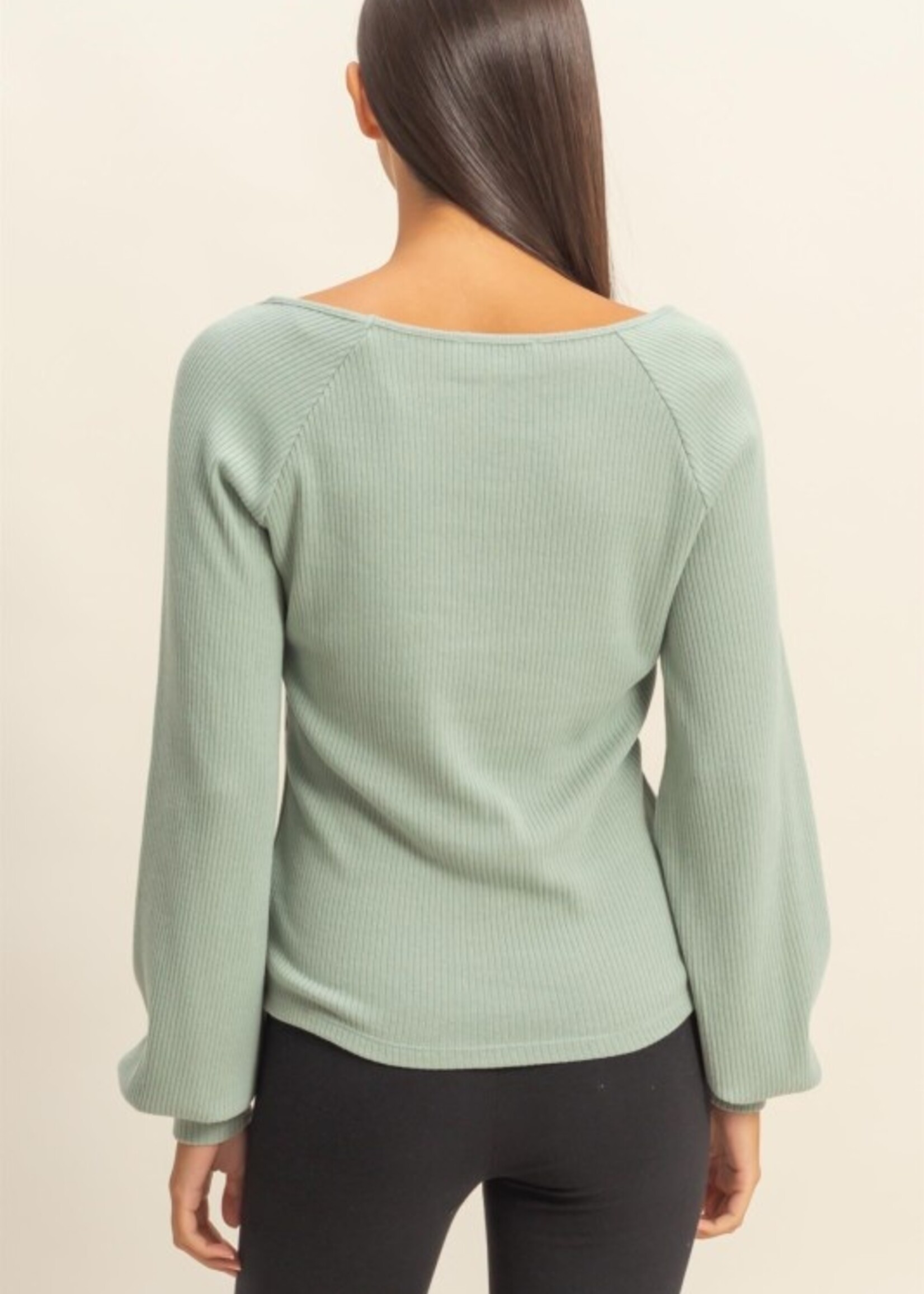 Rib balloon sleeve + 2 colors