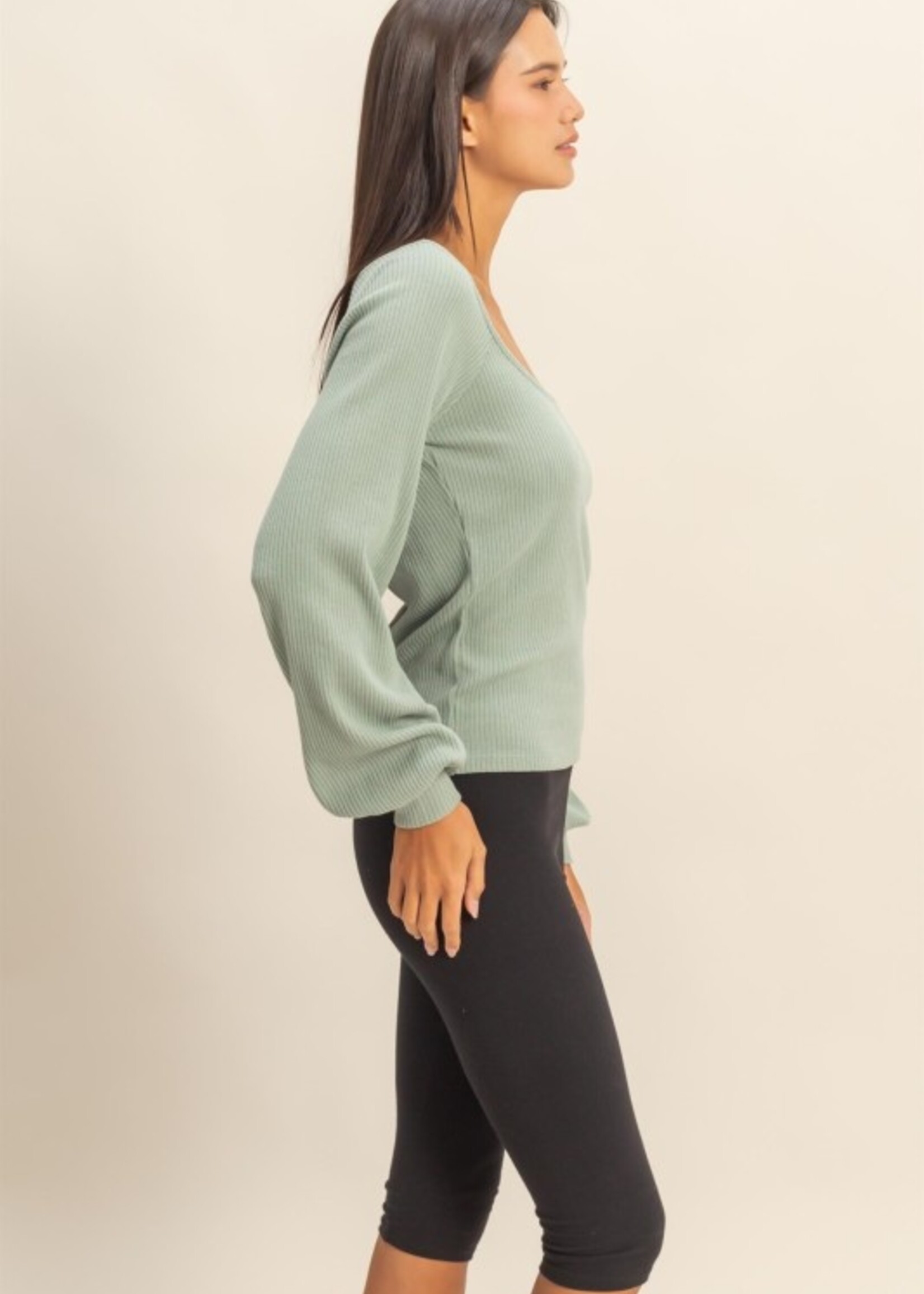 Rib balloon sleeve + 2 colors