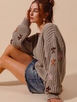 Flower sleeve sweater