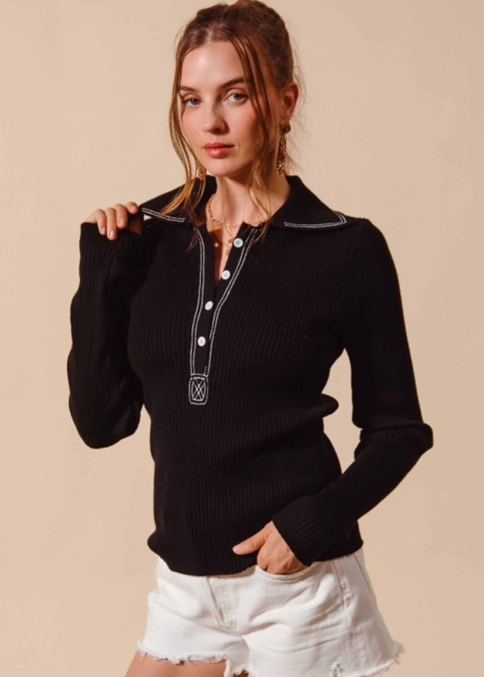 Contrast stitch top +3 colors