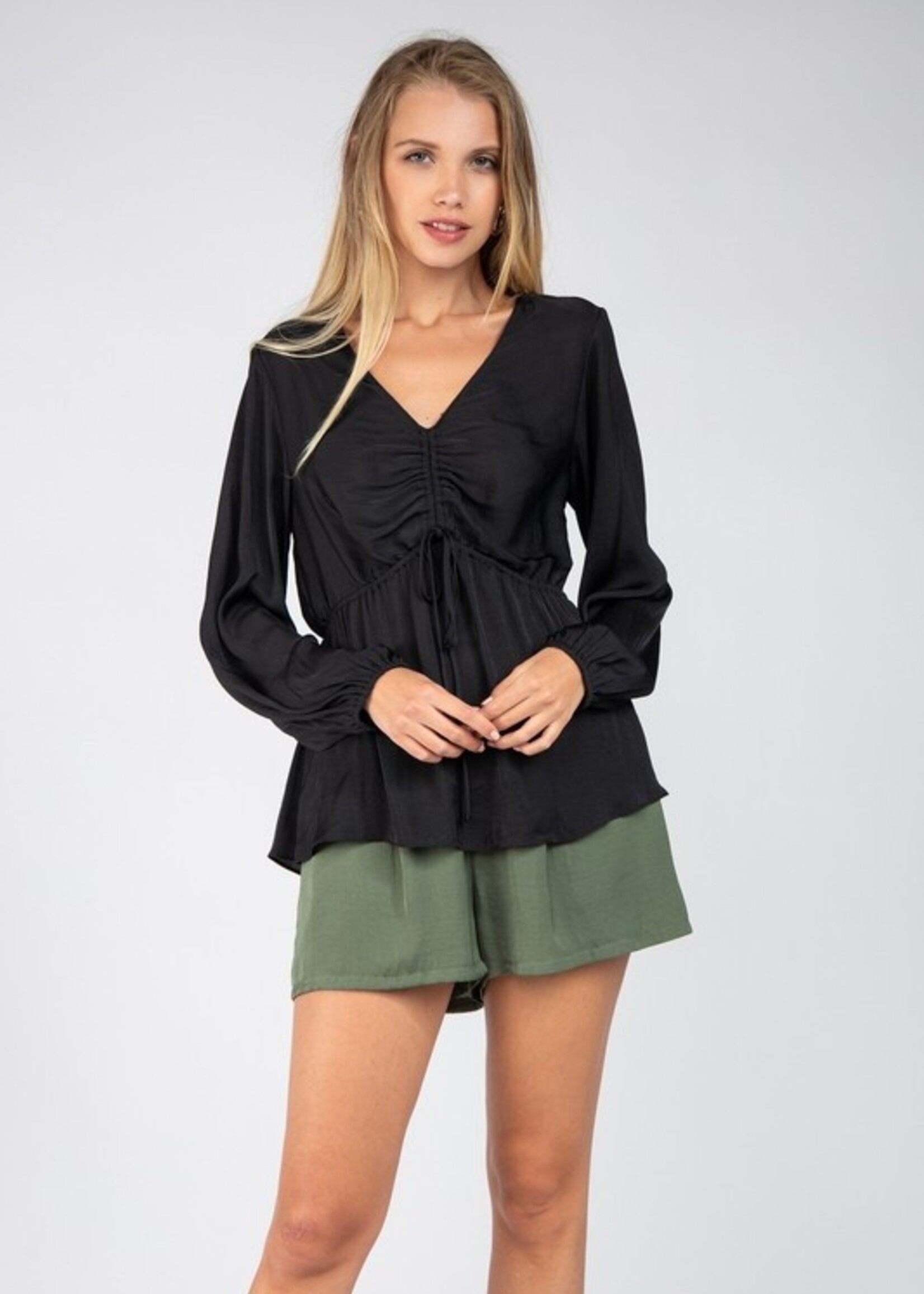 Ruched satin blouse +2 colors