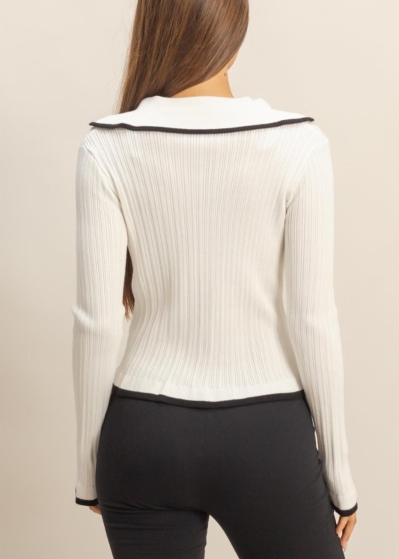 Ribbed 3 button cardigan top