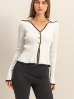 Ribbed 3 button cardigan top