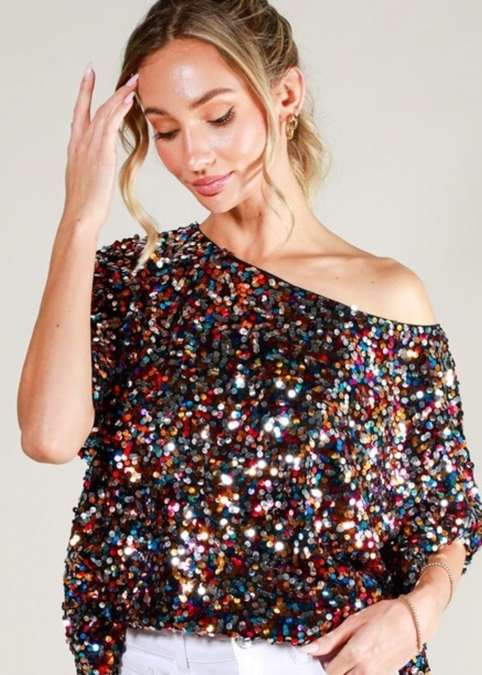 Multi sequin top