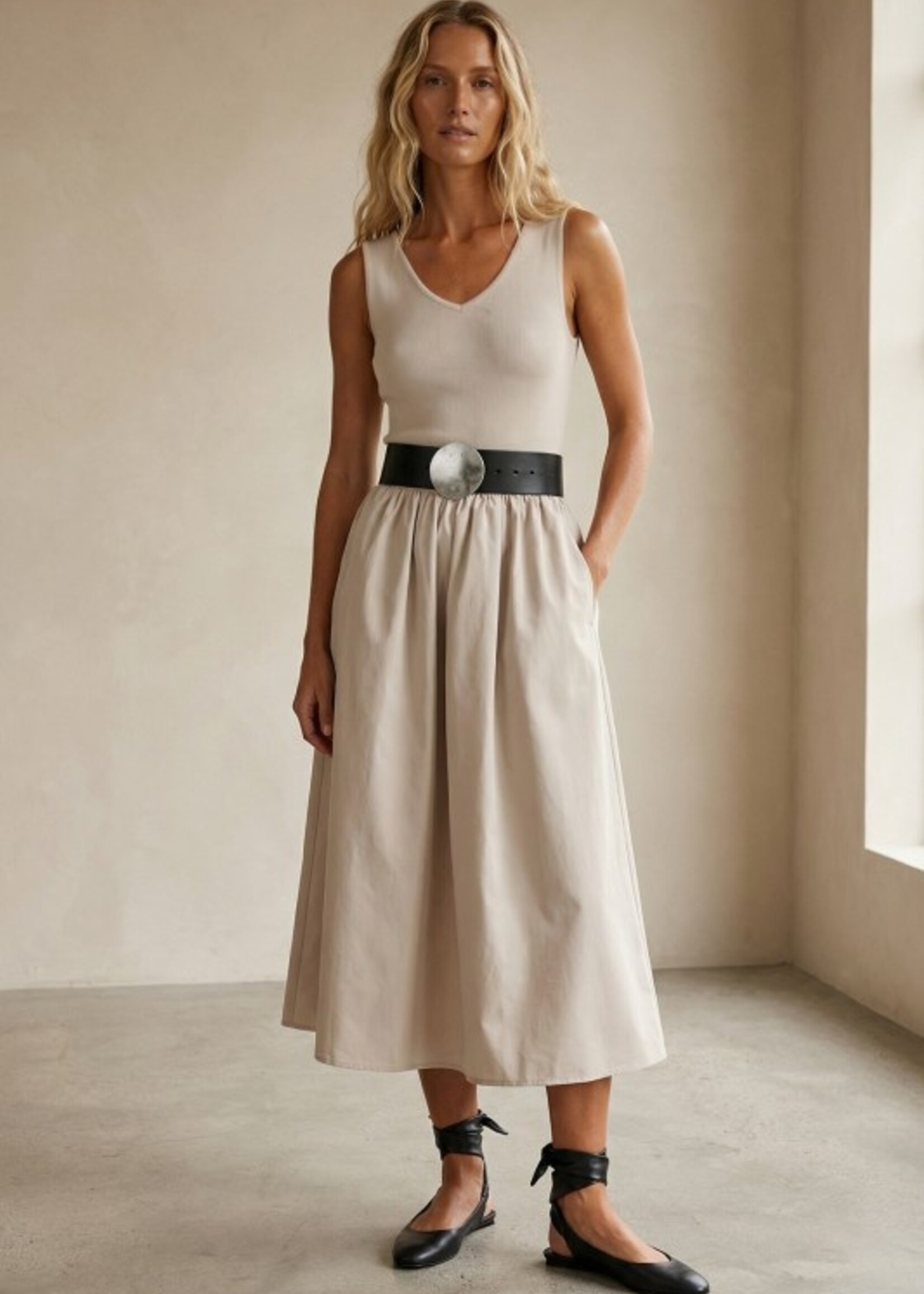 Mix fabric midi +2 colors