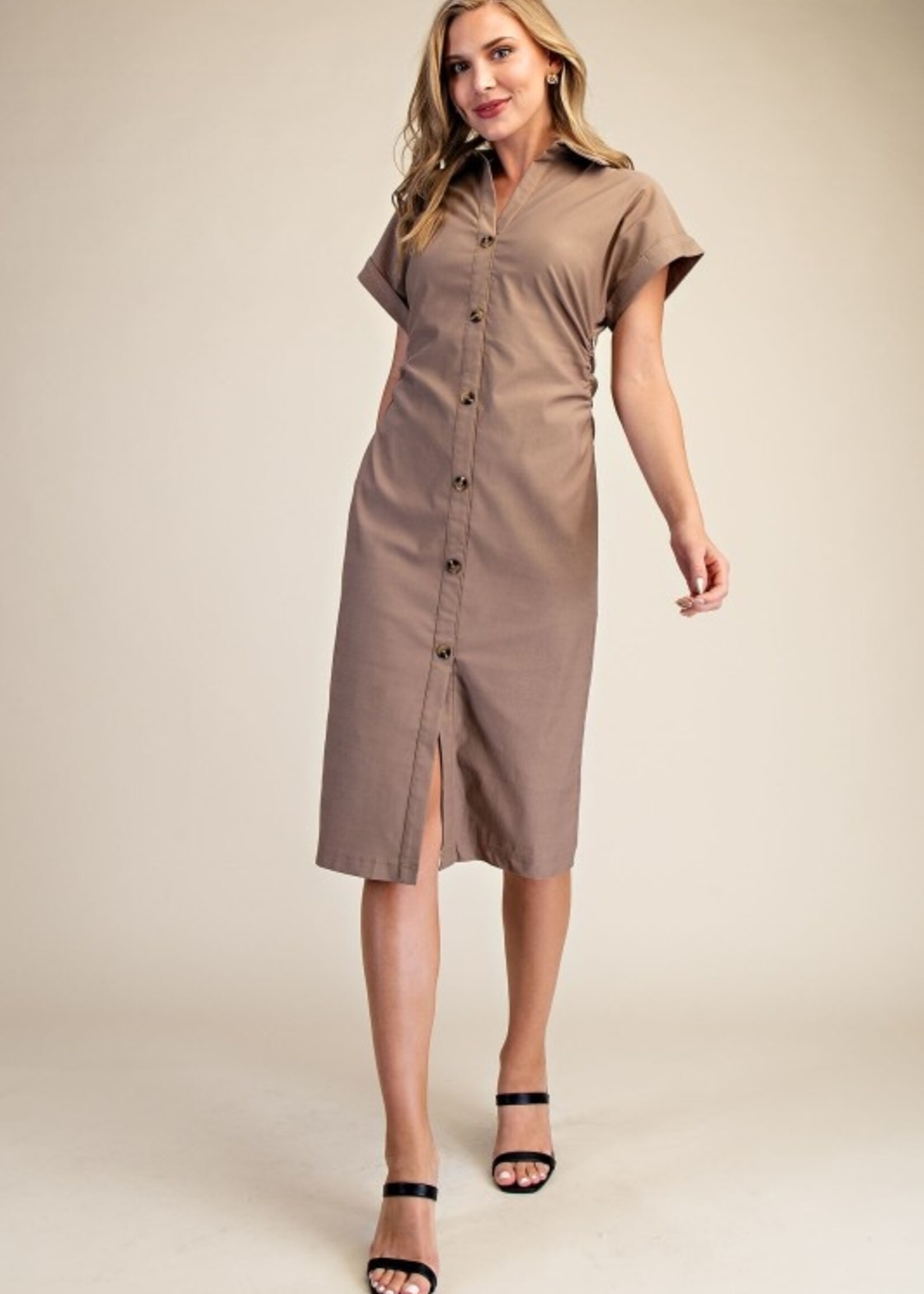 Button front midi dress +2 colors