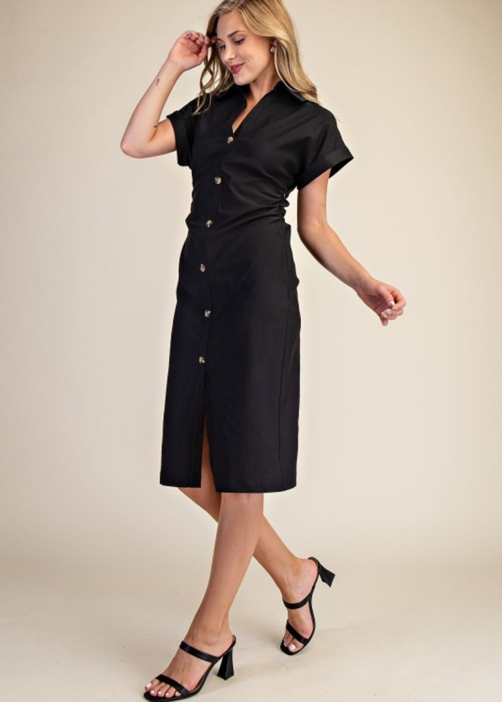 Button front midi dress +2 colors