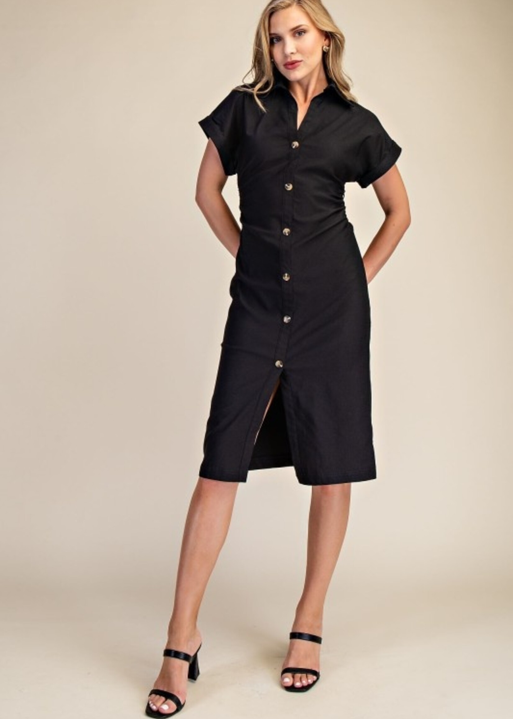 Button front midi dress +2 colors
