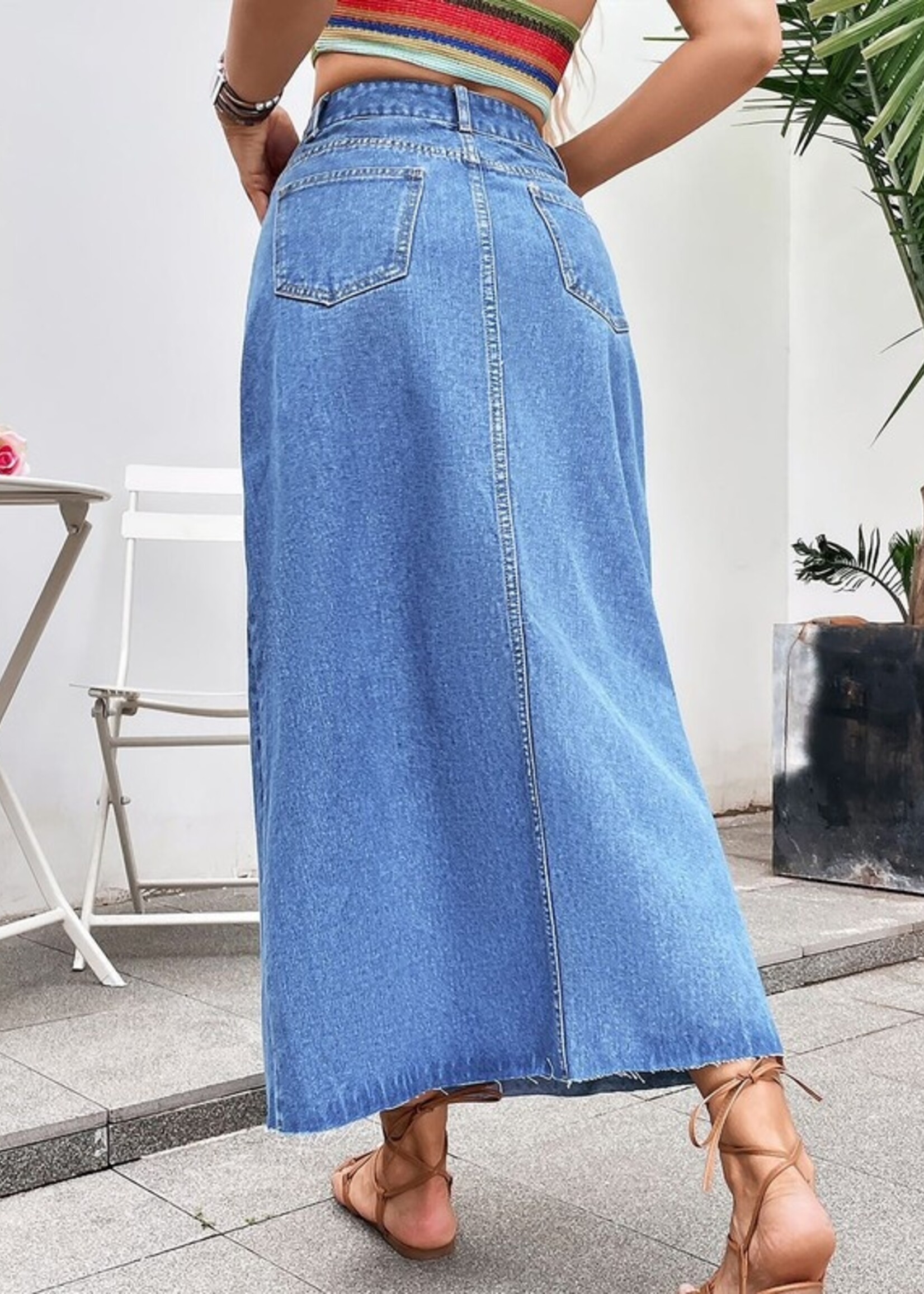 Denim midi skirt