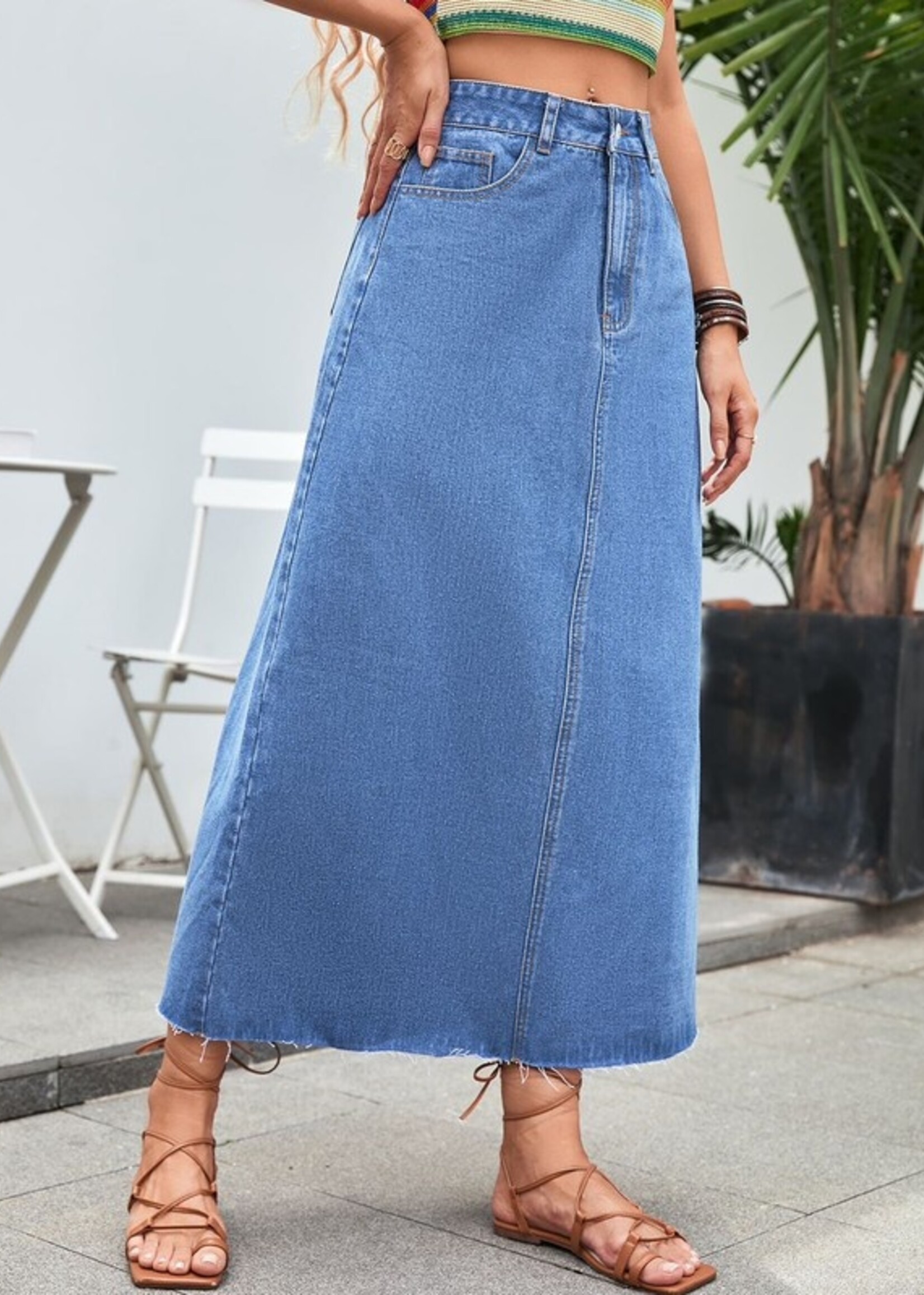 Denim midi skirt