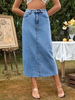 Denim midi skirt