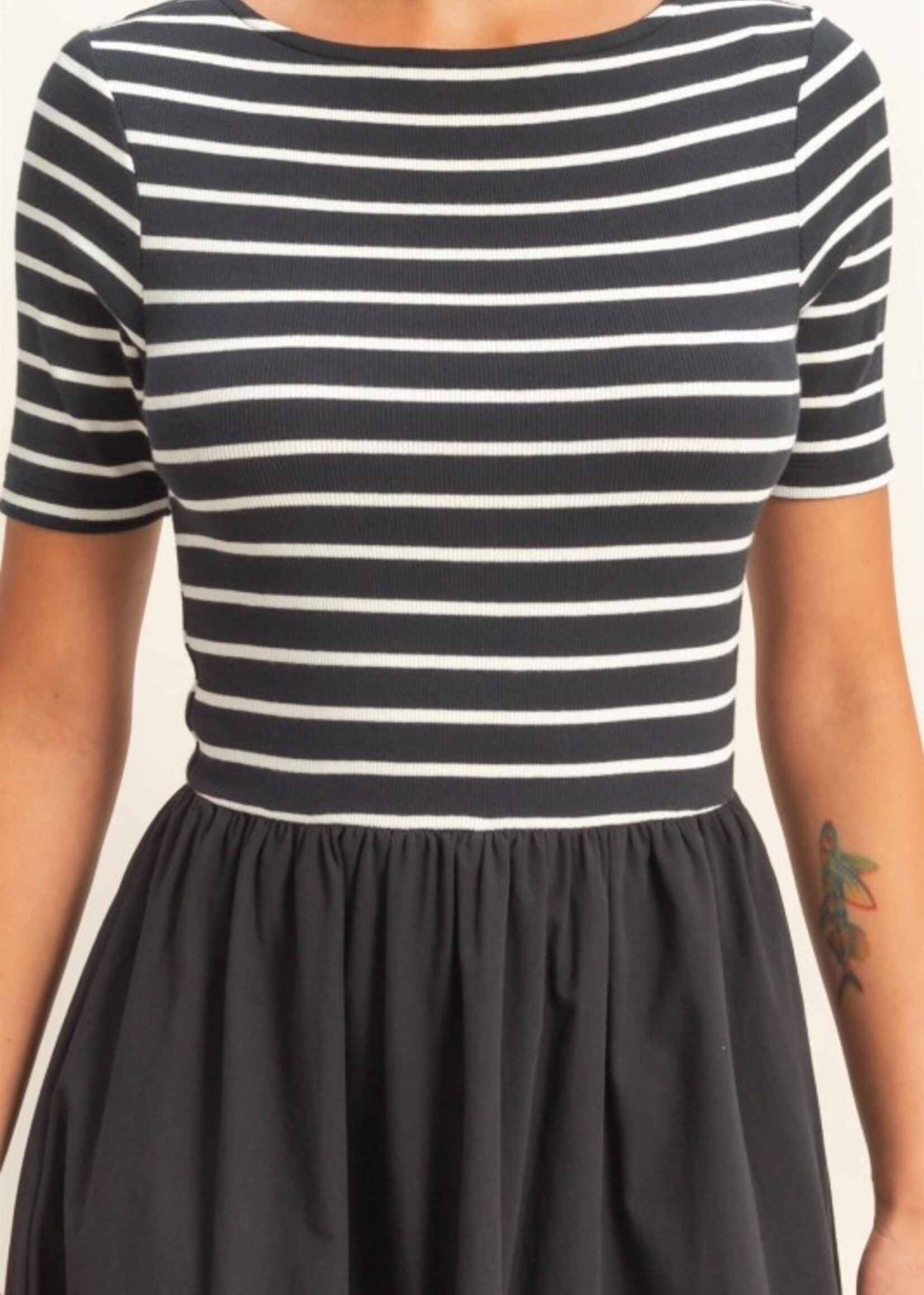 Stripe poplin midi