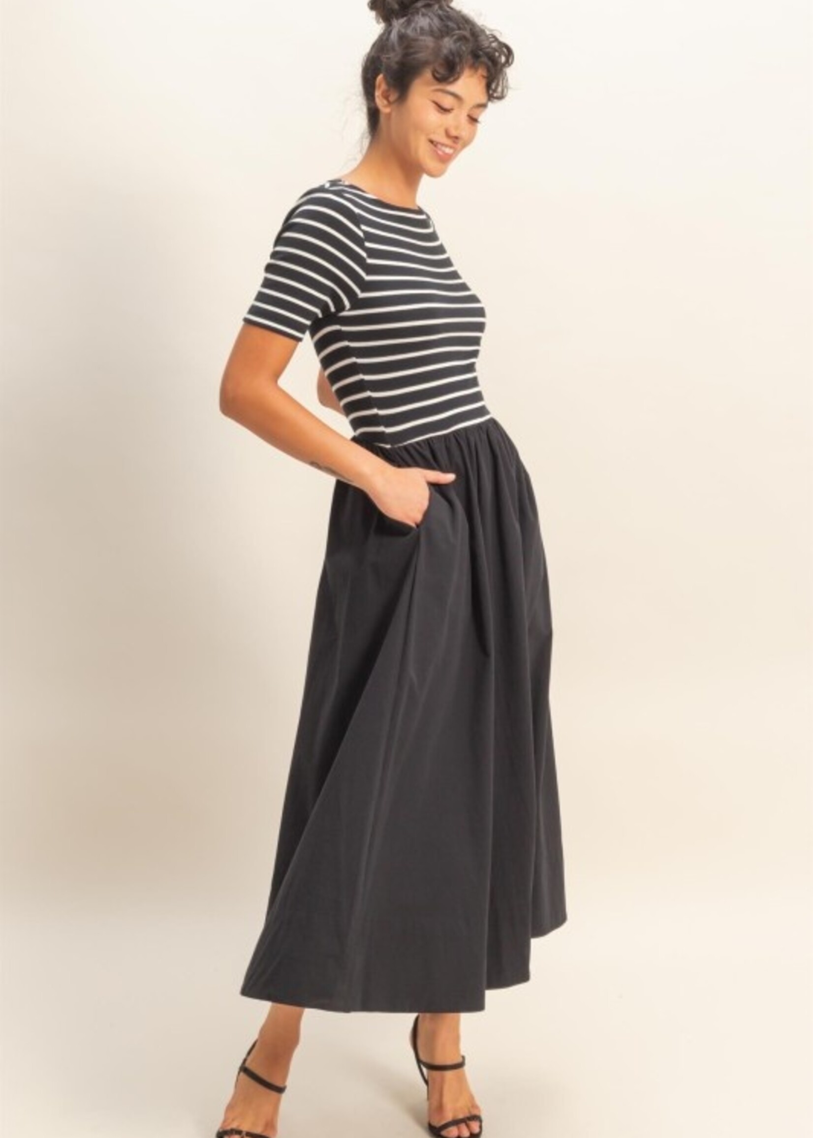 Stripe poplin midi
