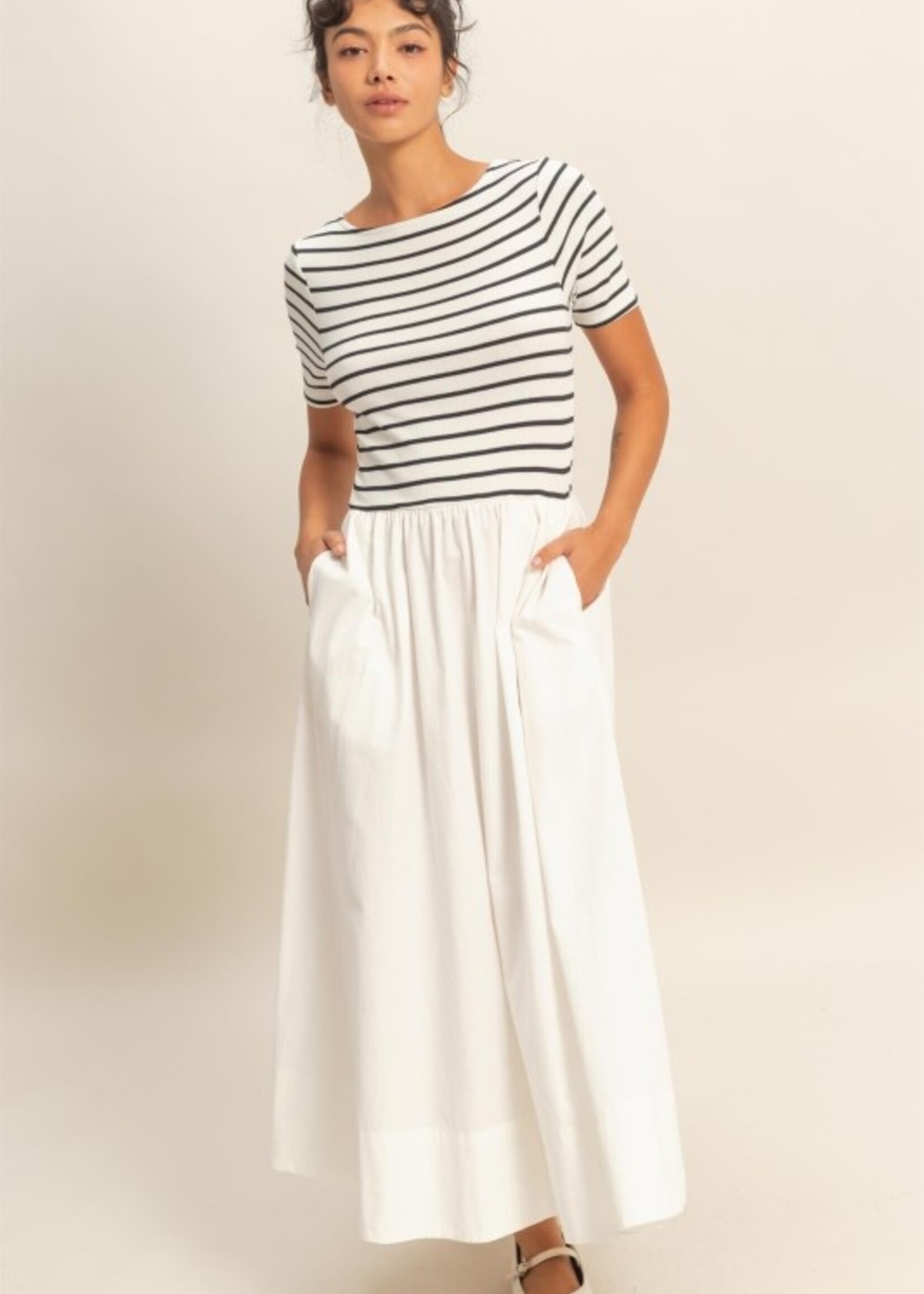 Stripe poplin midi
