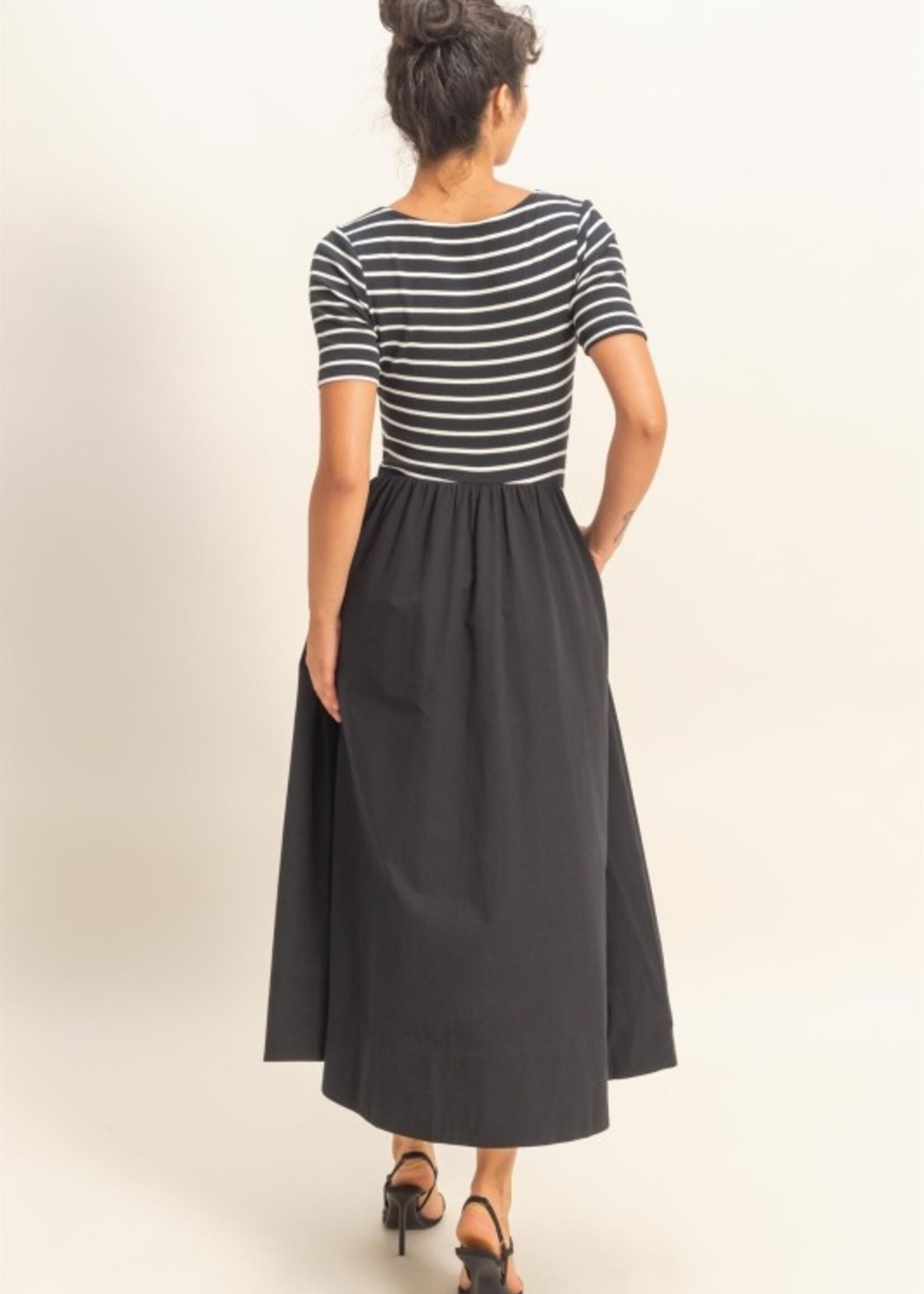 Stripe poplin midi