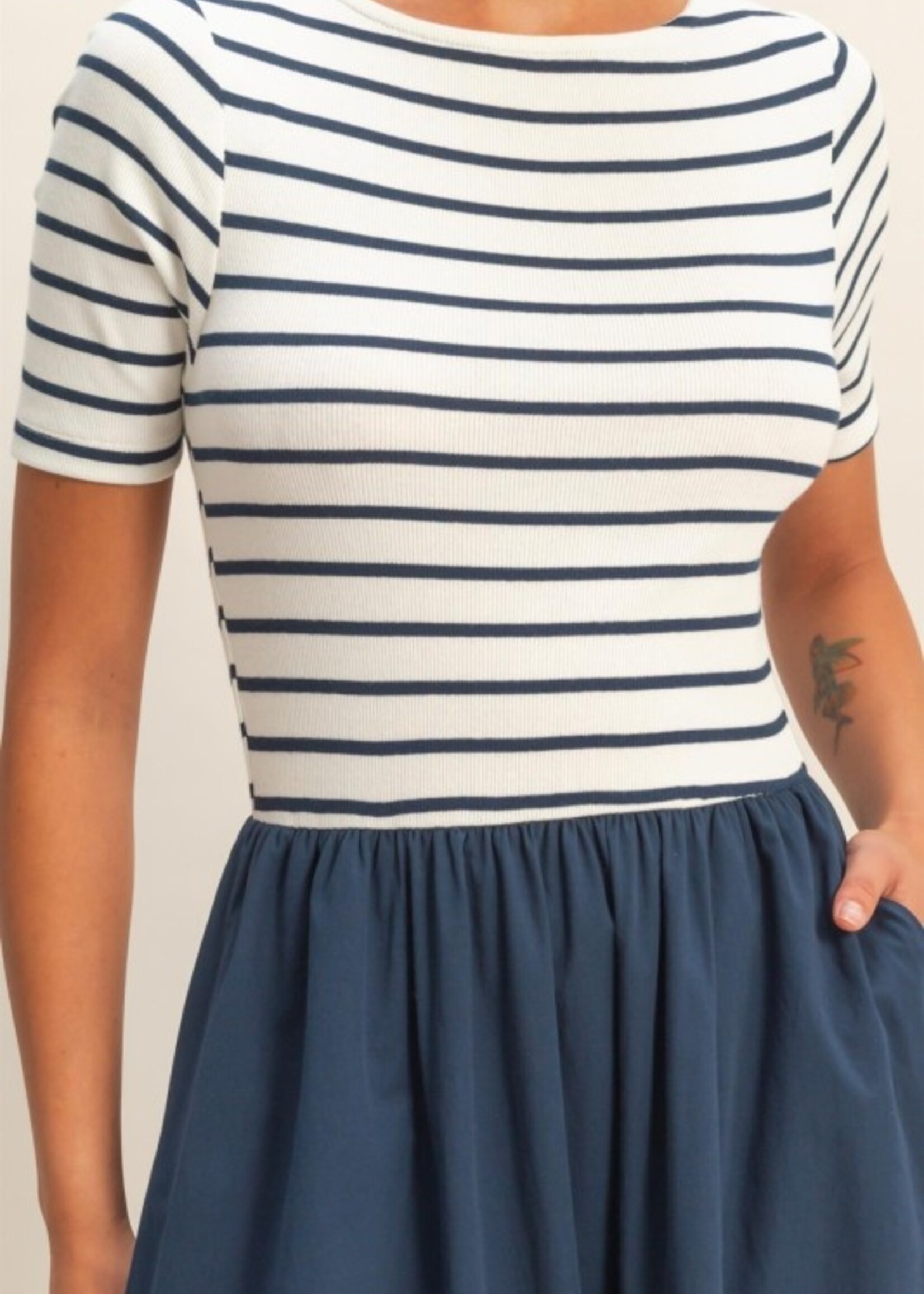 Stripe poplin midi