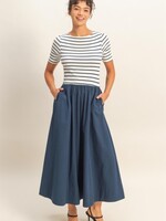 Stripe poplin midi