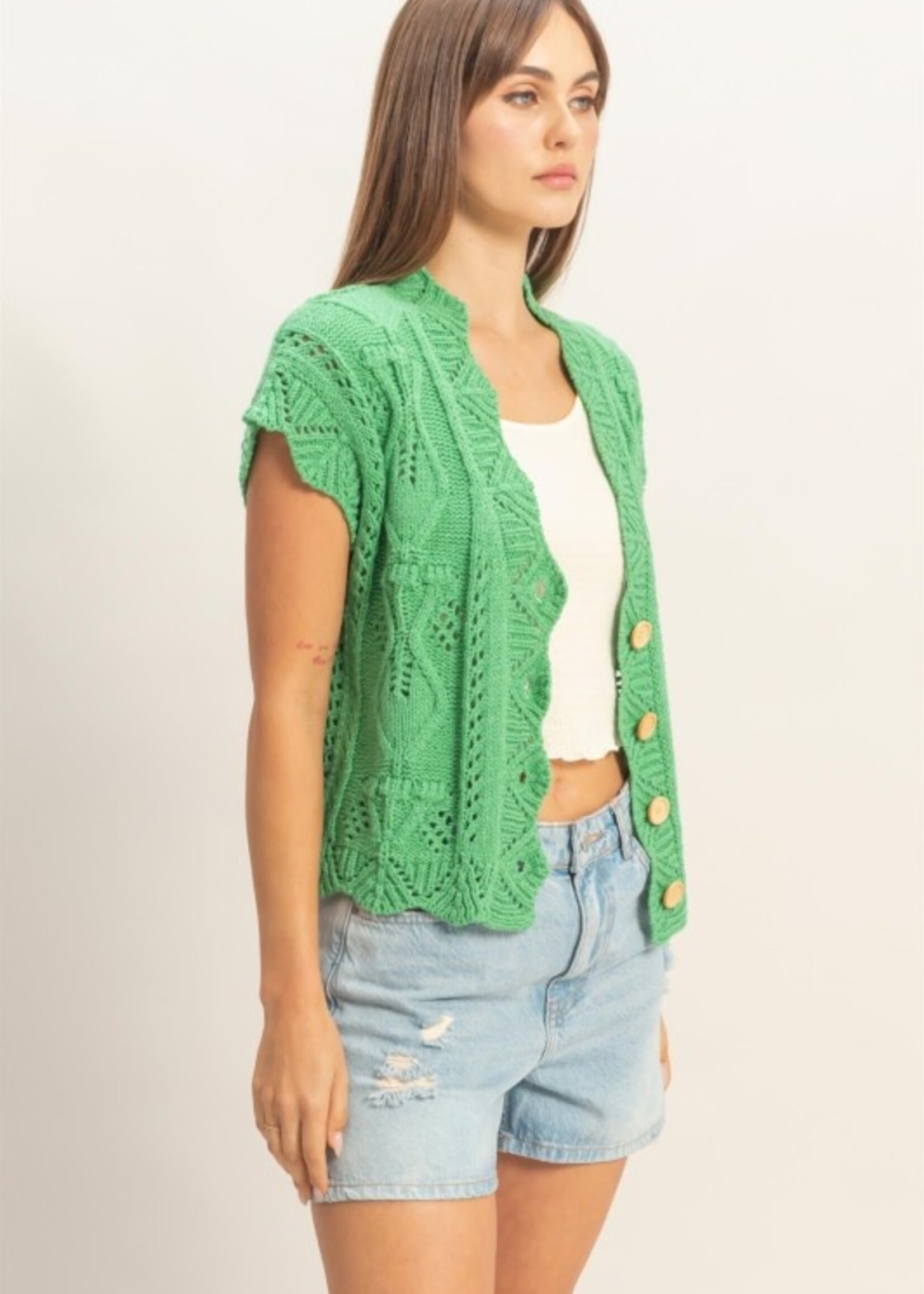 Crochet button front top +2 colors