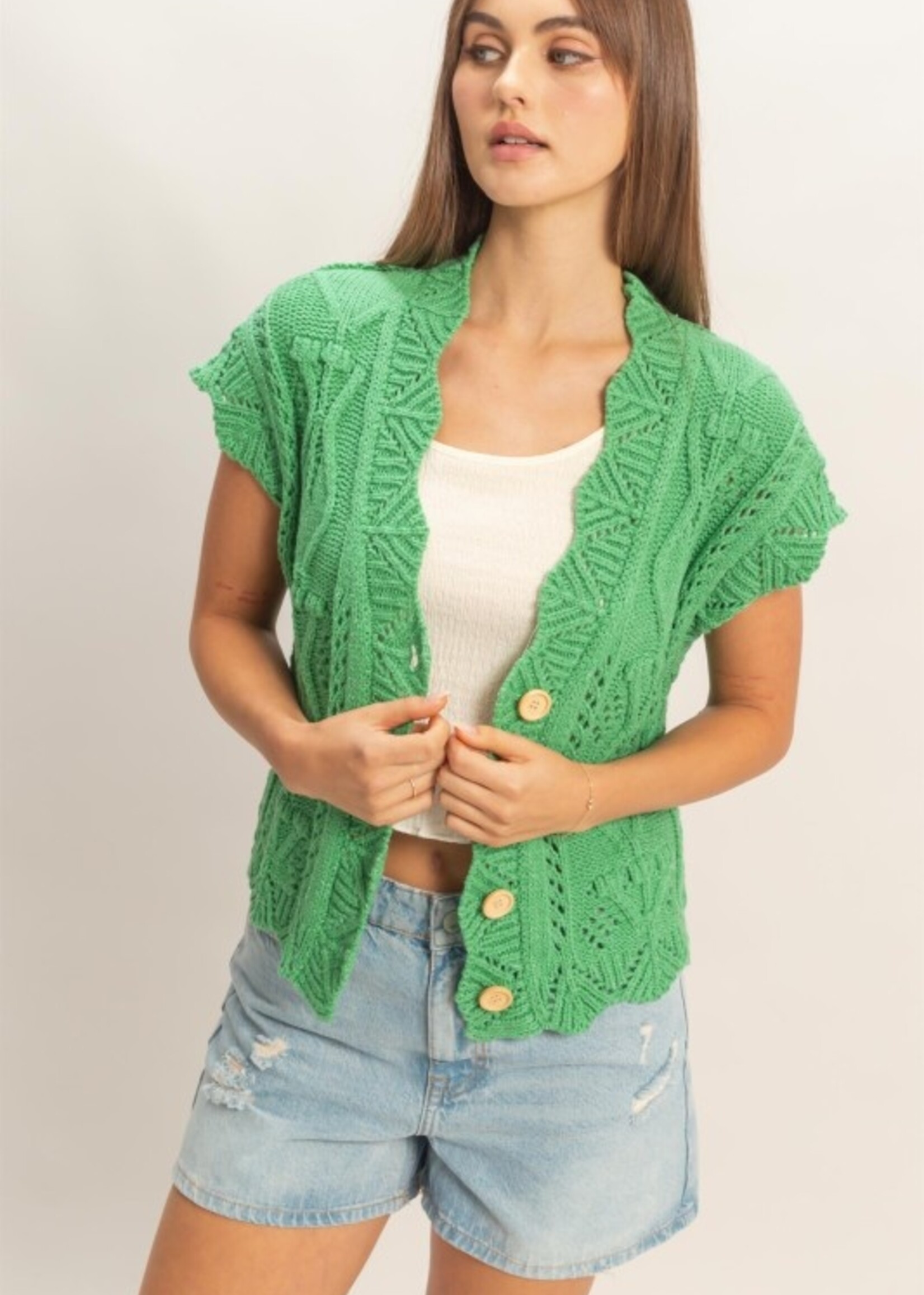 Crochet button front top +2 colors