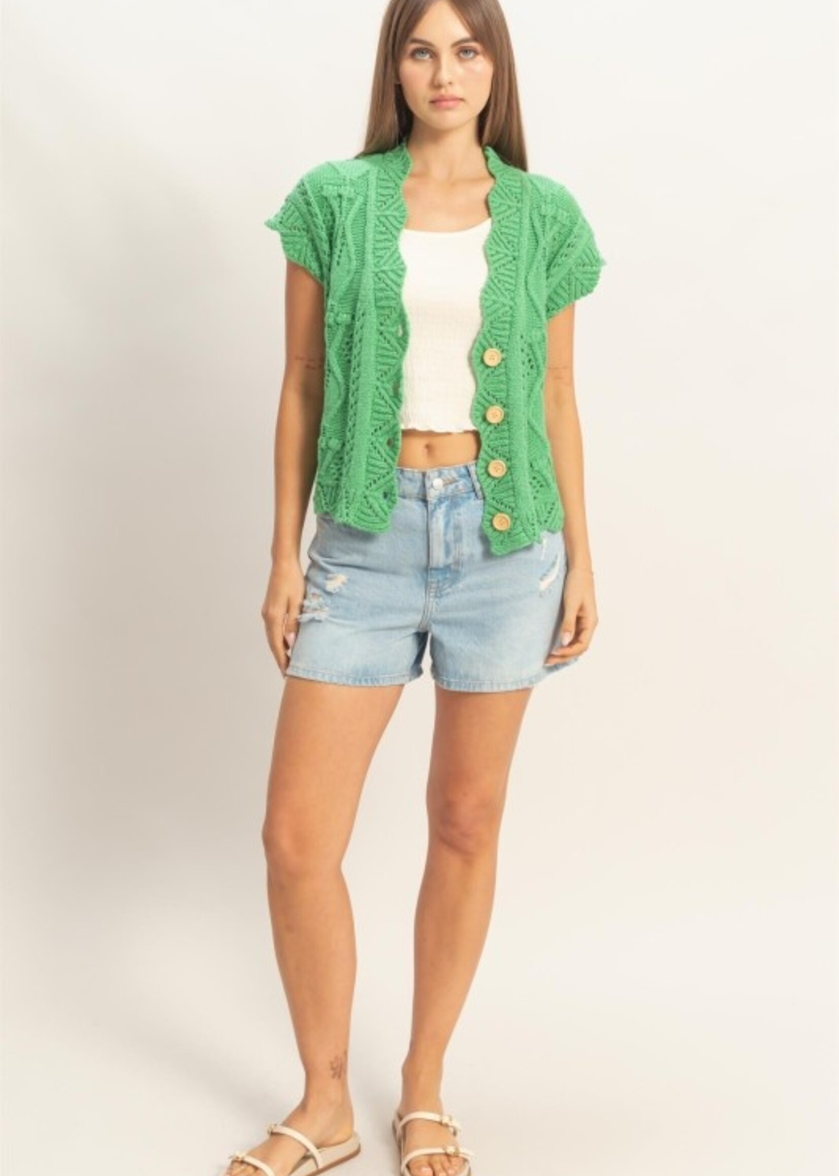 Crochet button front top +2 colors