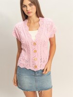Crochet button front top +2 colors