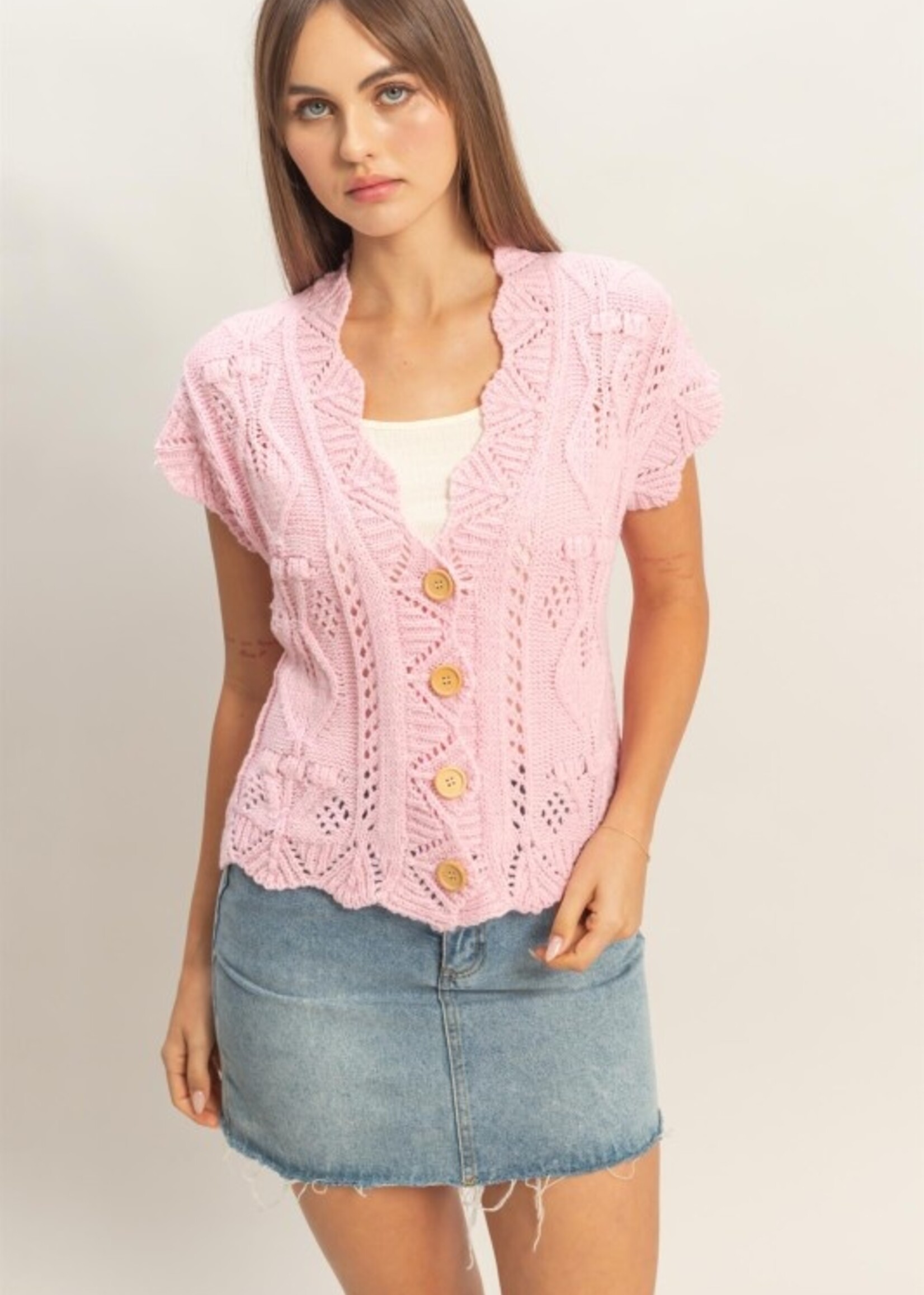 Crochet button front top +2 colors