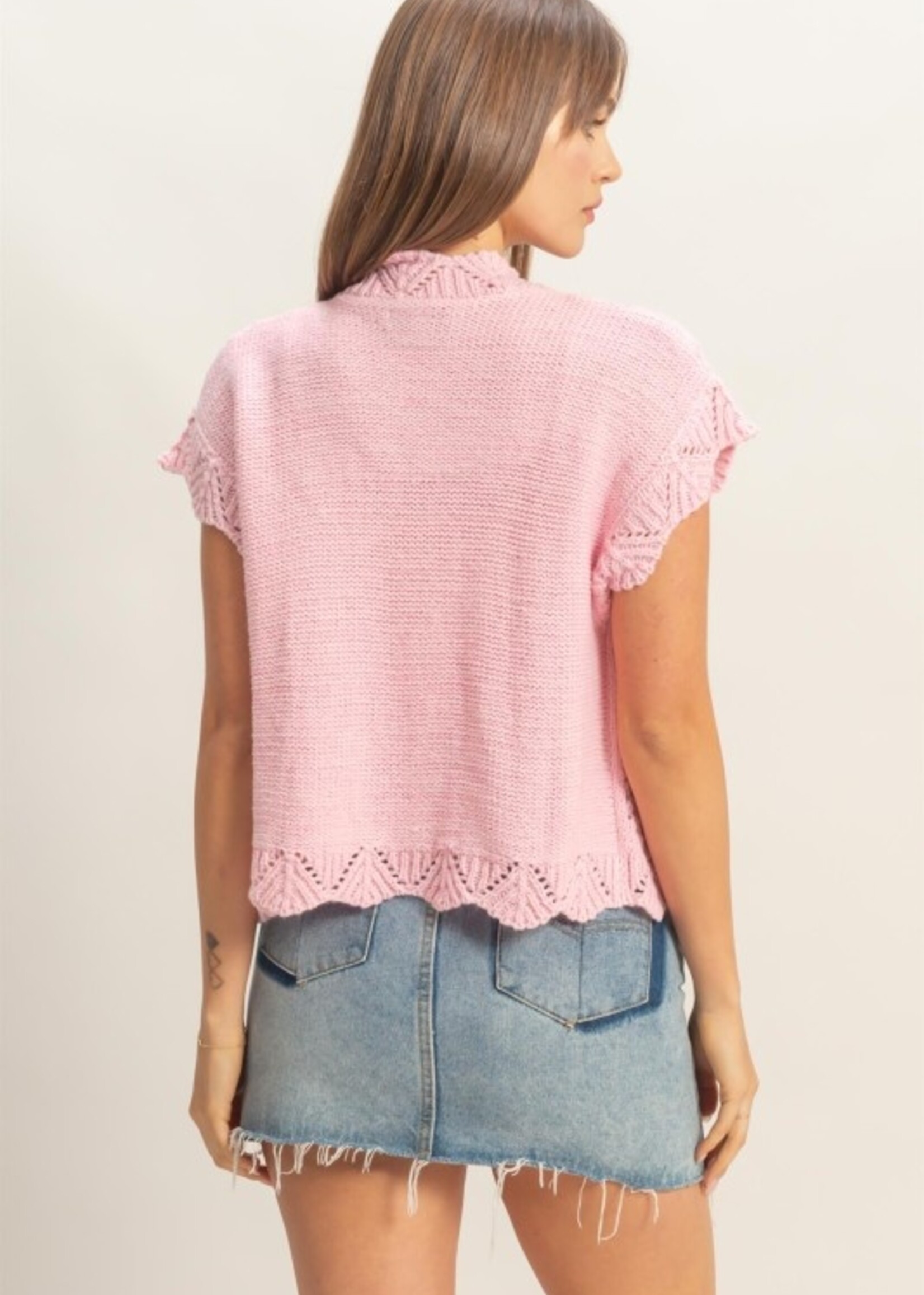 Crochet button front top +2 colors