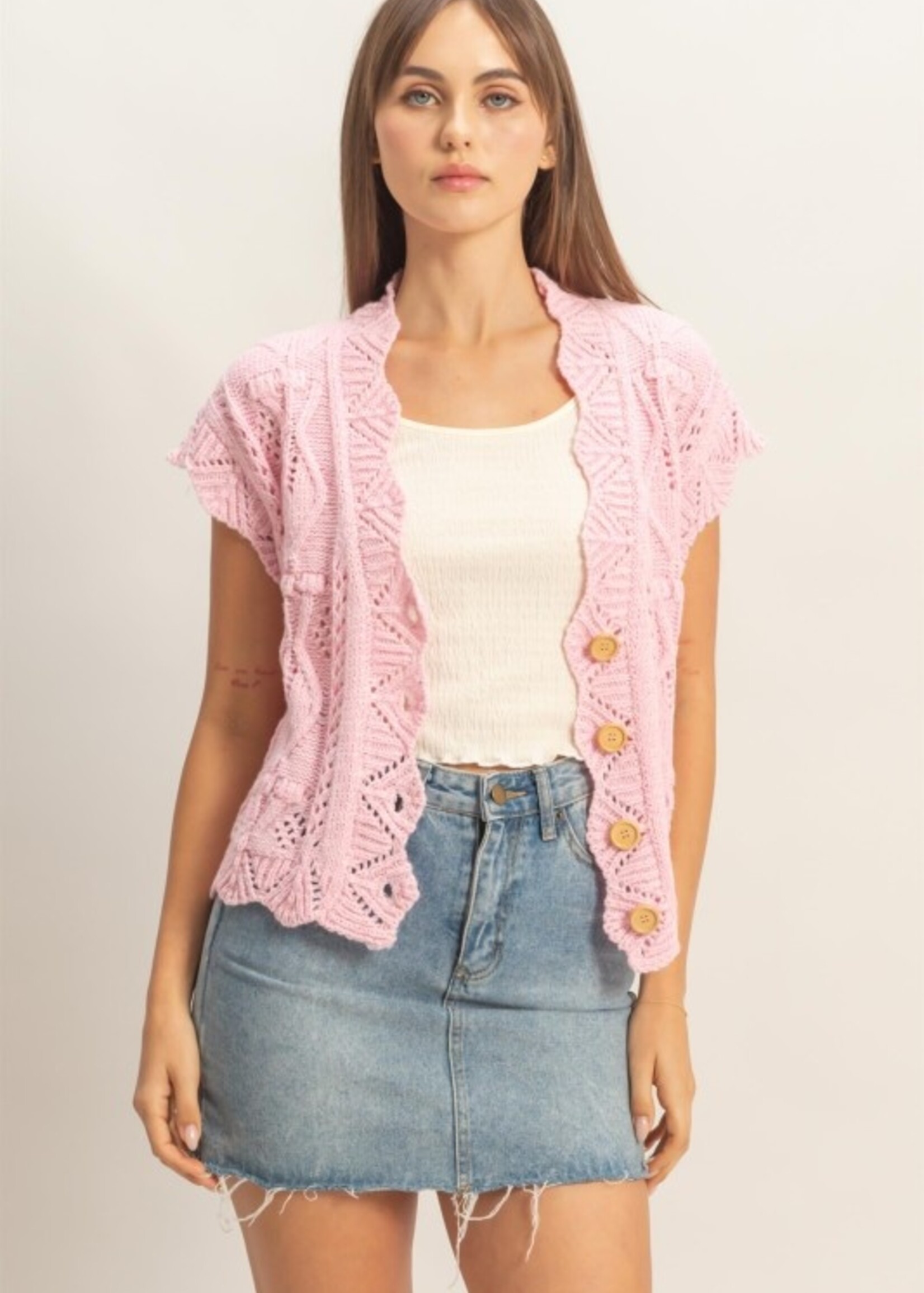 Crochet button front top +2 colors
