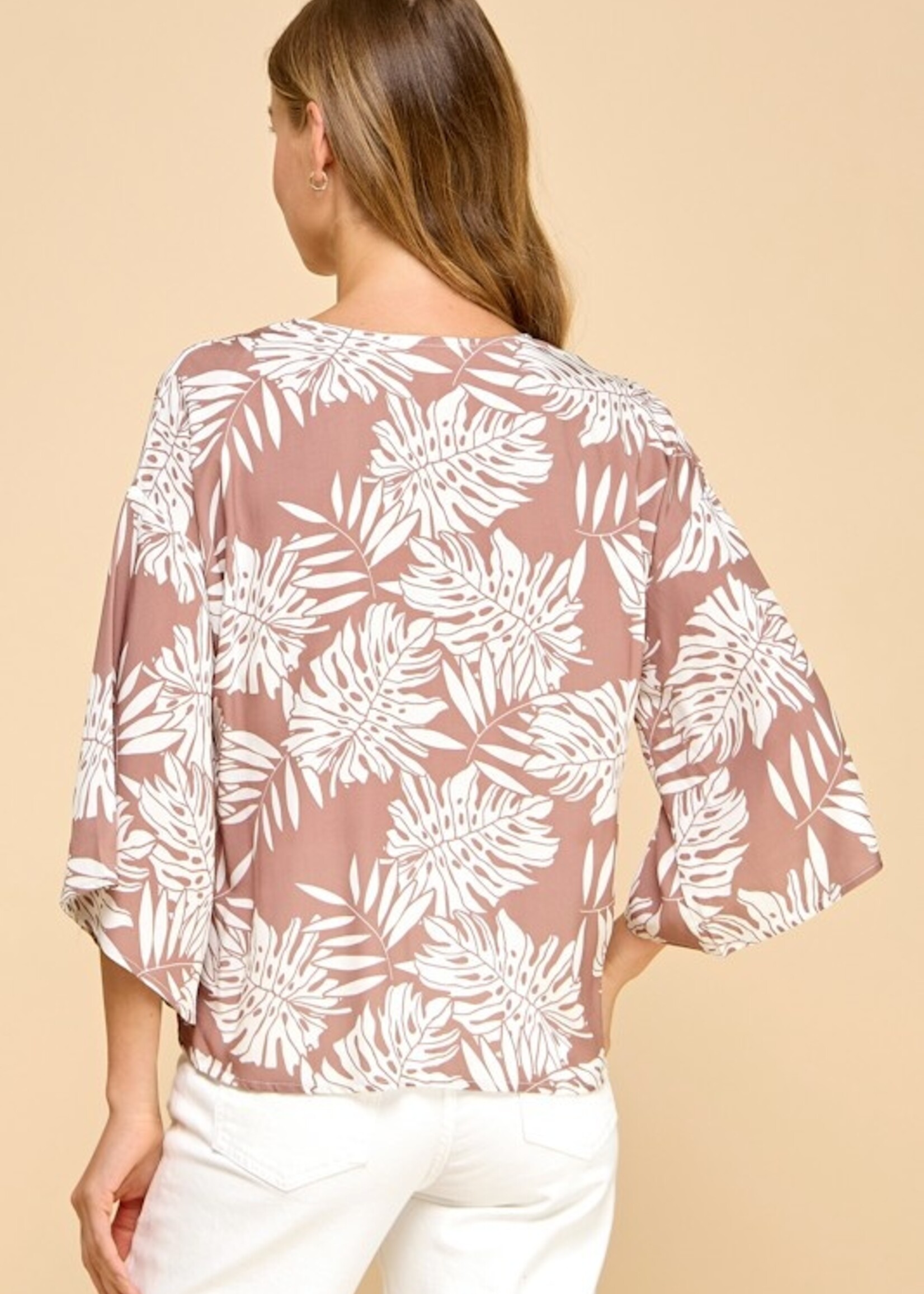 Leaf print tie top +3 colors