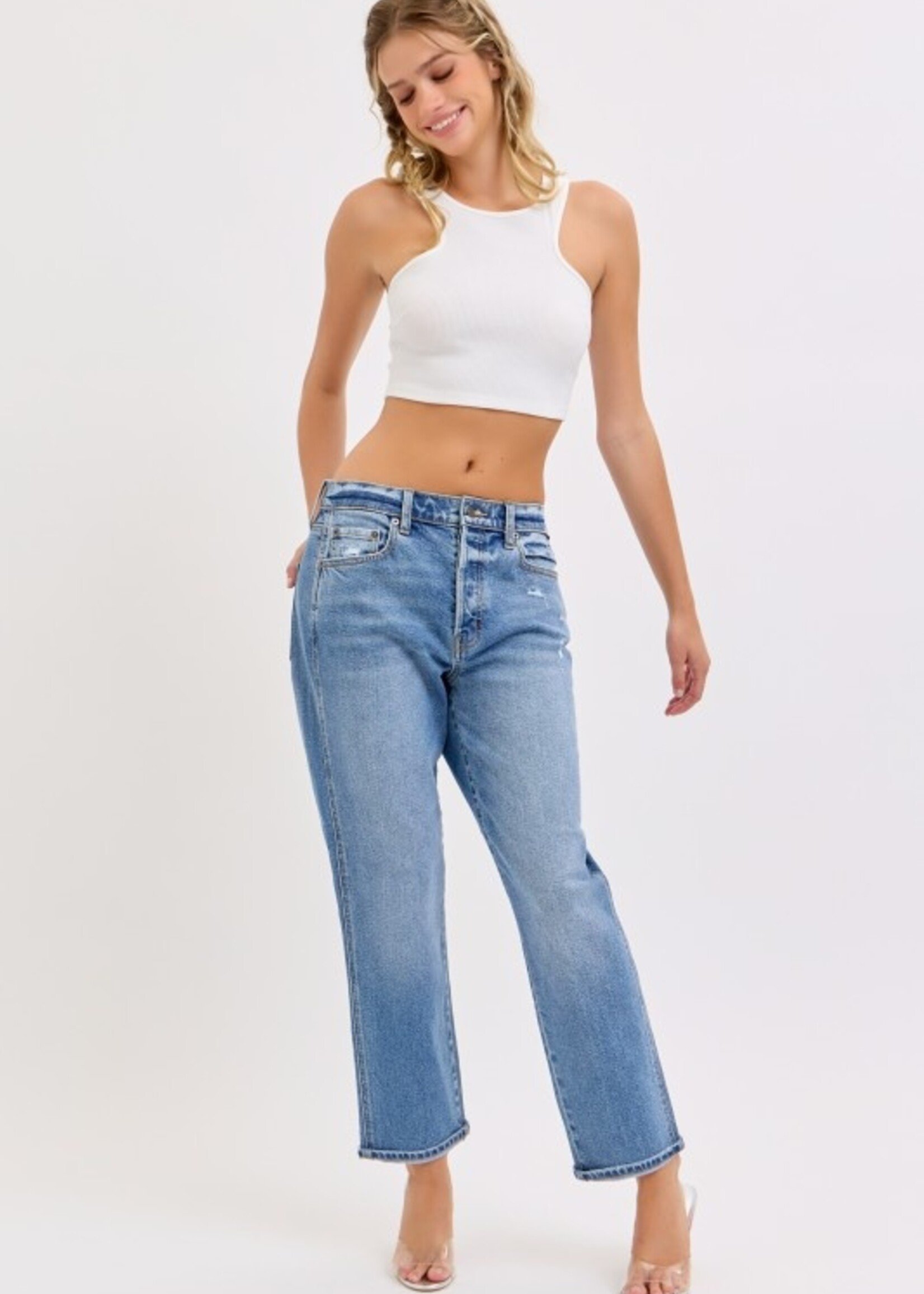 Mini cuff boyfriend jean