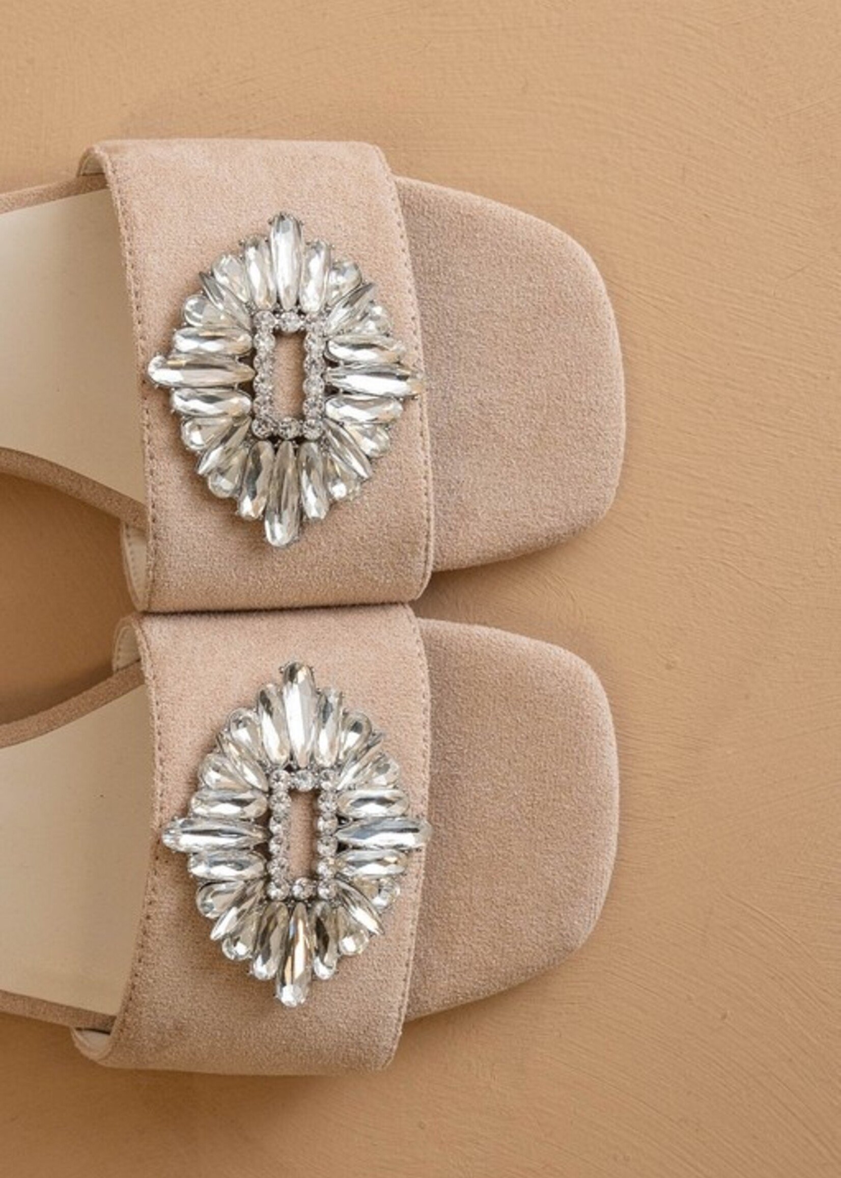 Suede rhinestone sandal