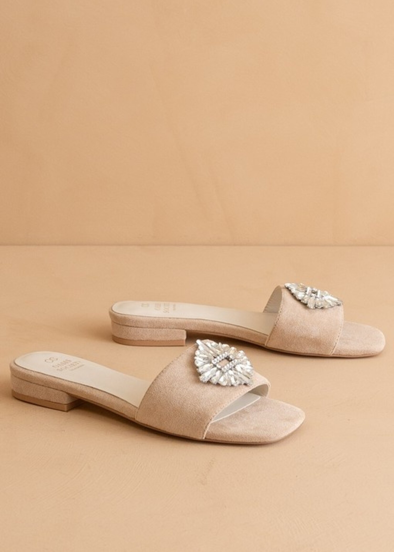 Suede rhinestone sandal