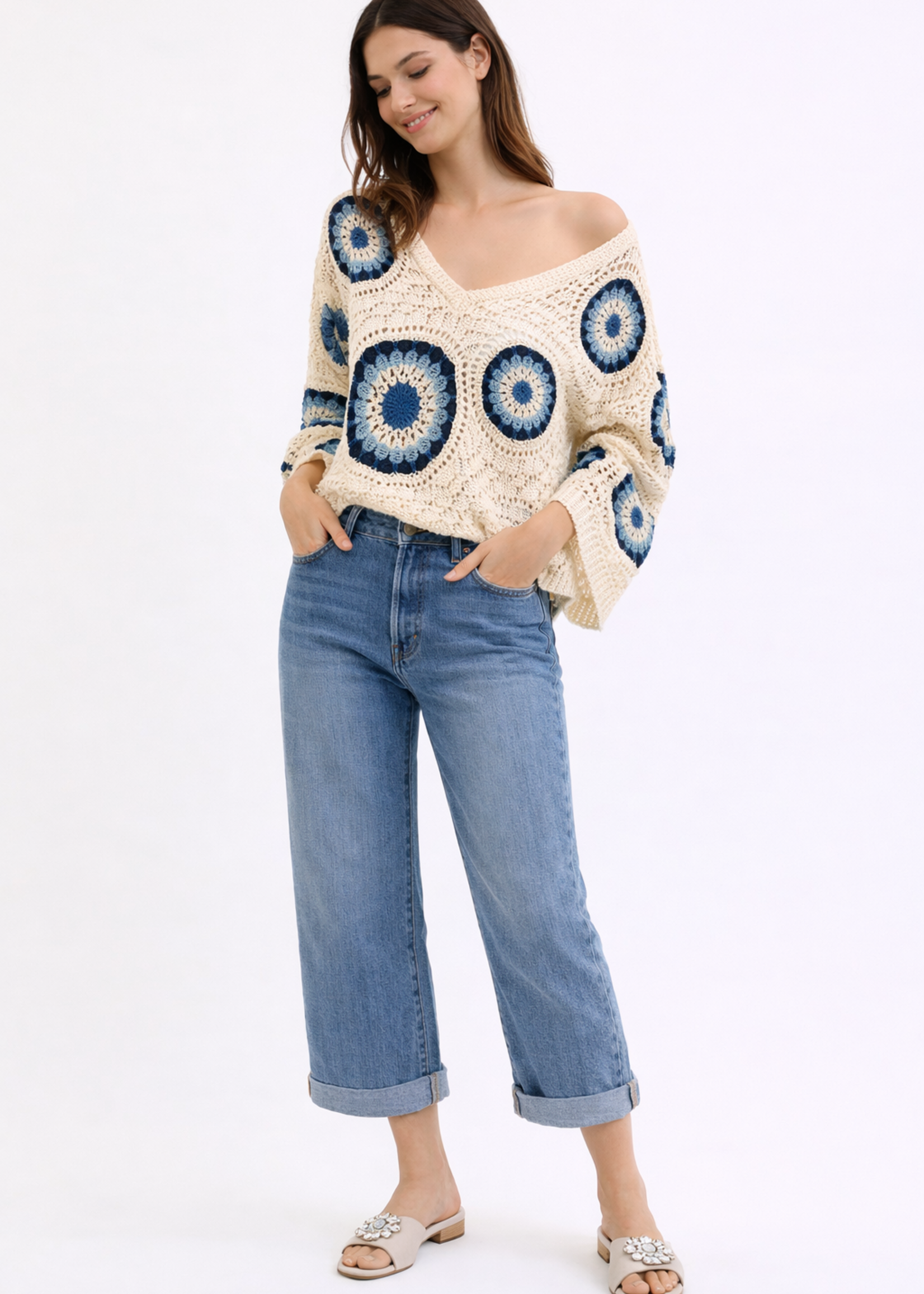 V neck crochet top +2 colors