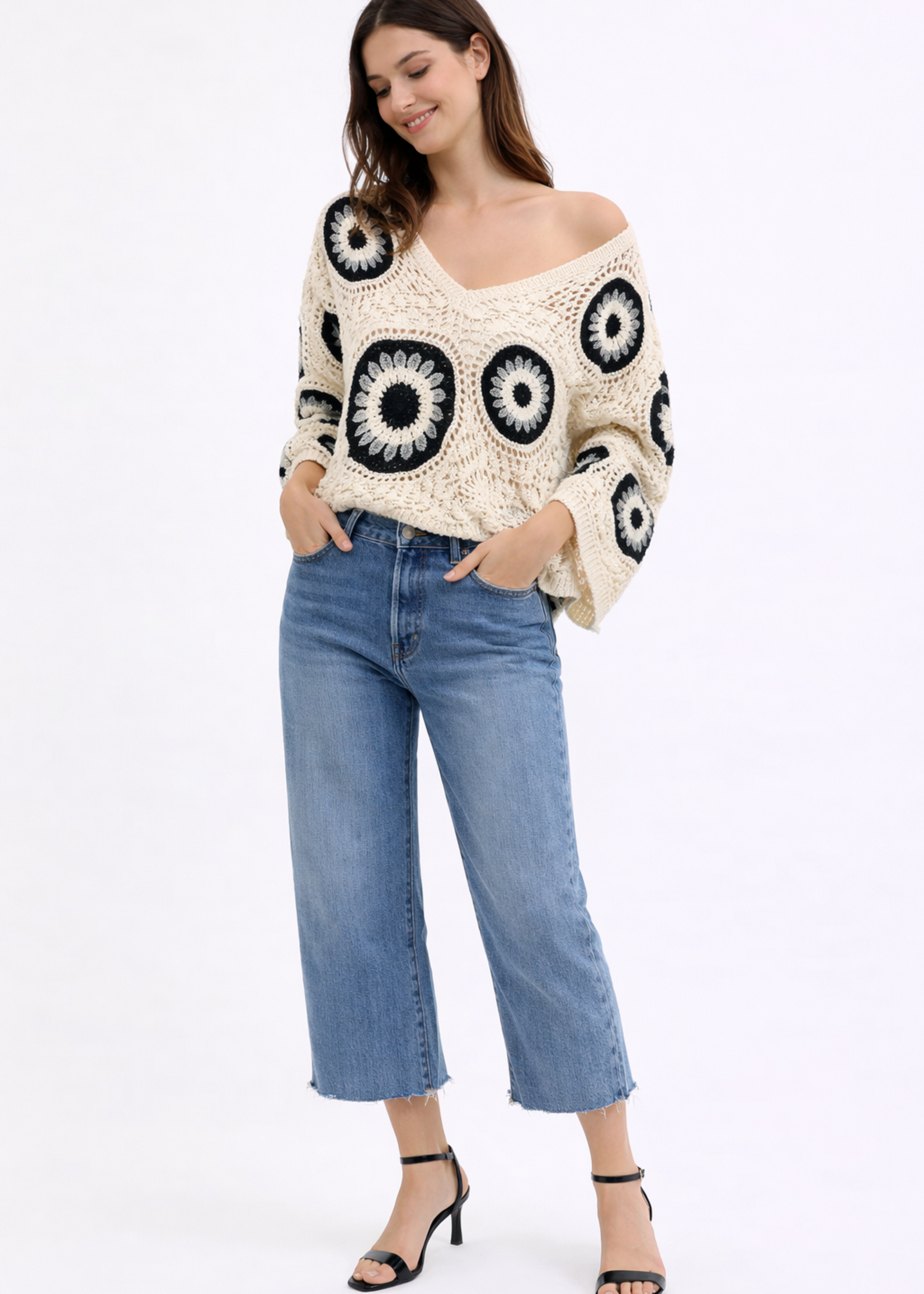 V neck crochet top +2 colors