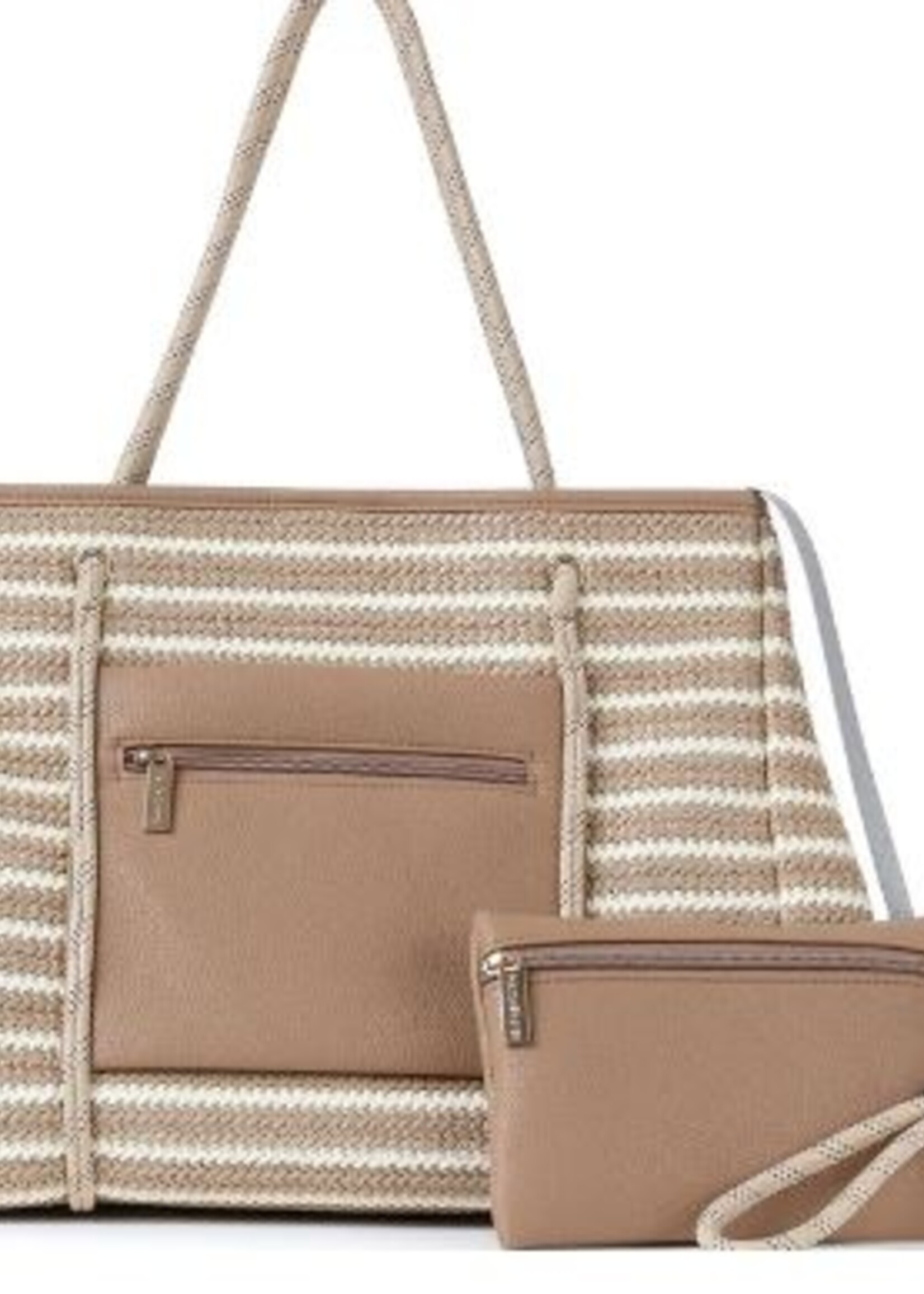 Beige stripe tote