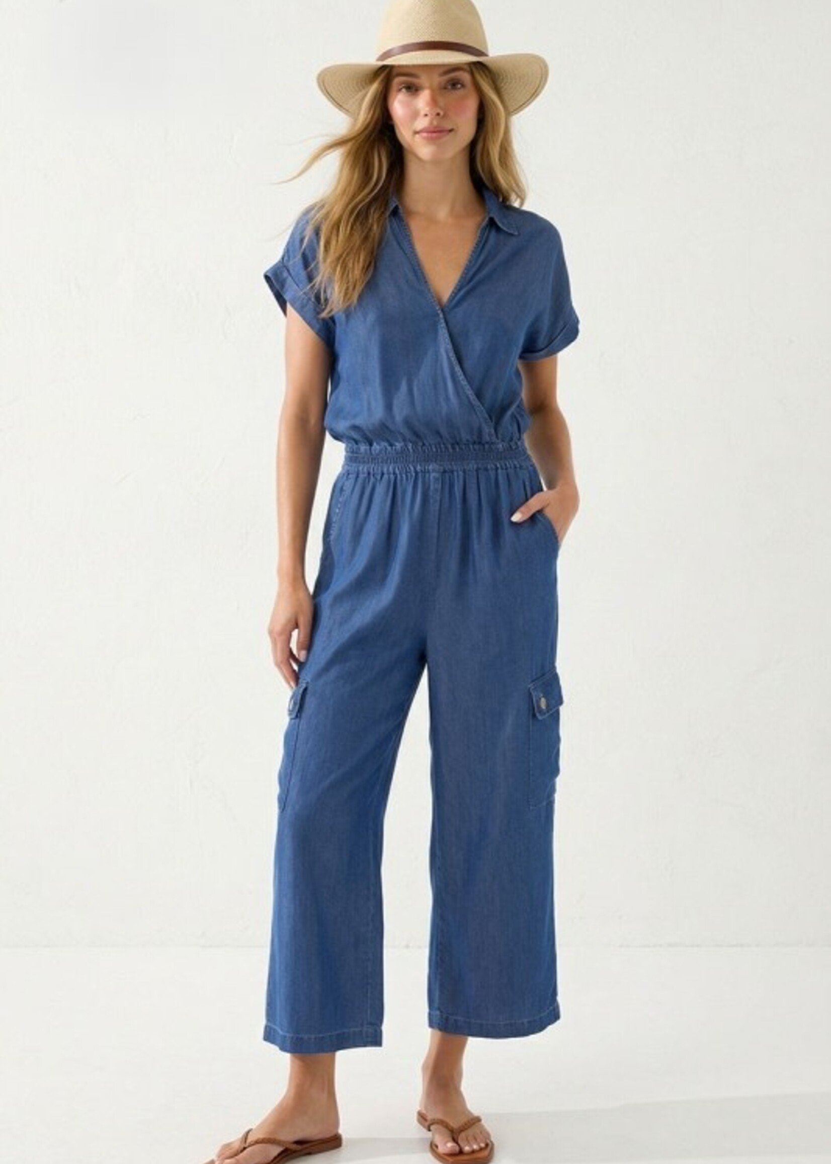 Denim cargo jumpsuit