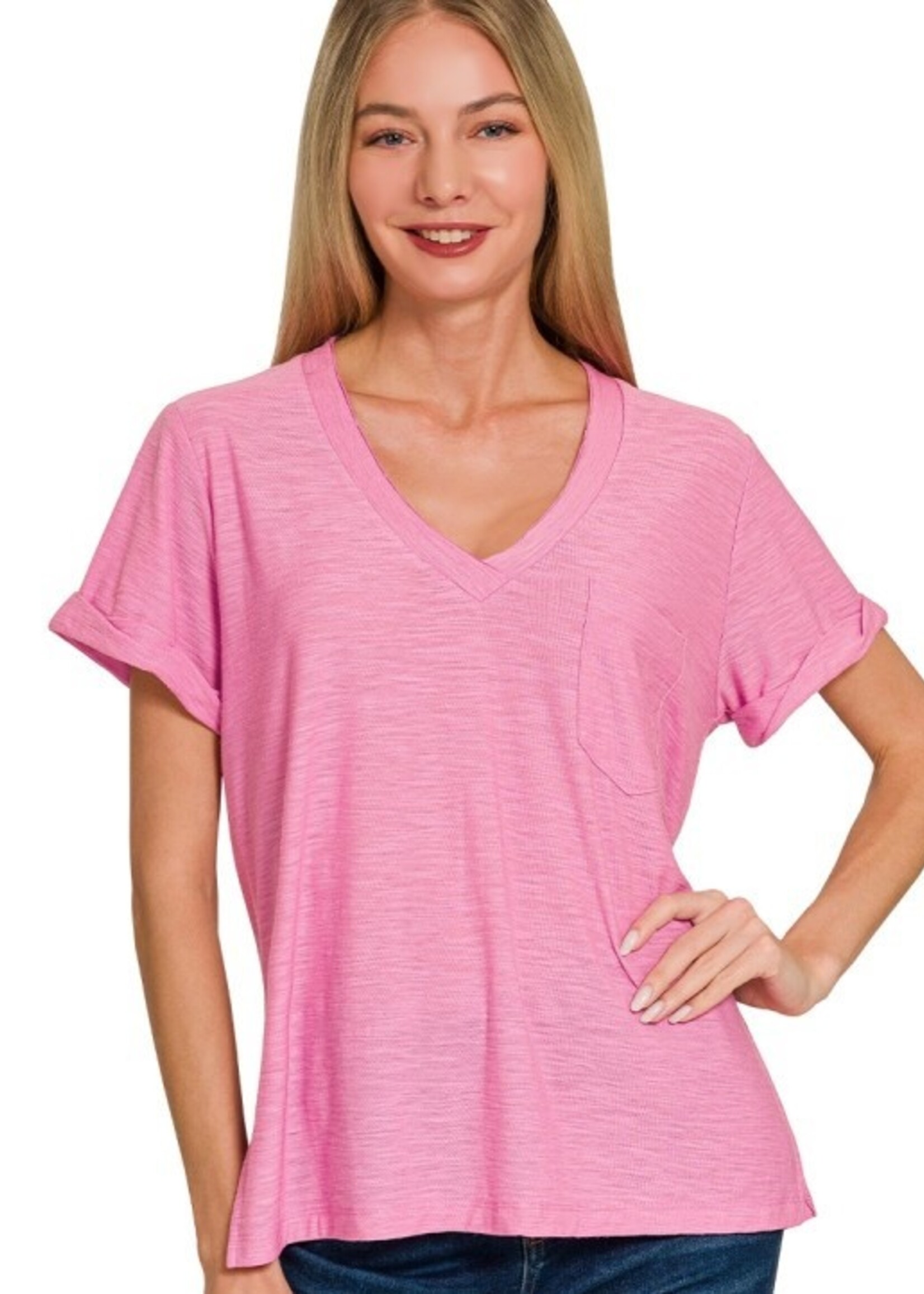 Slub V neck Tee +4 colors