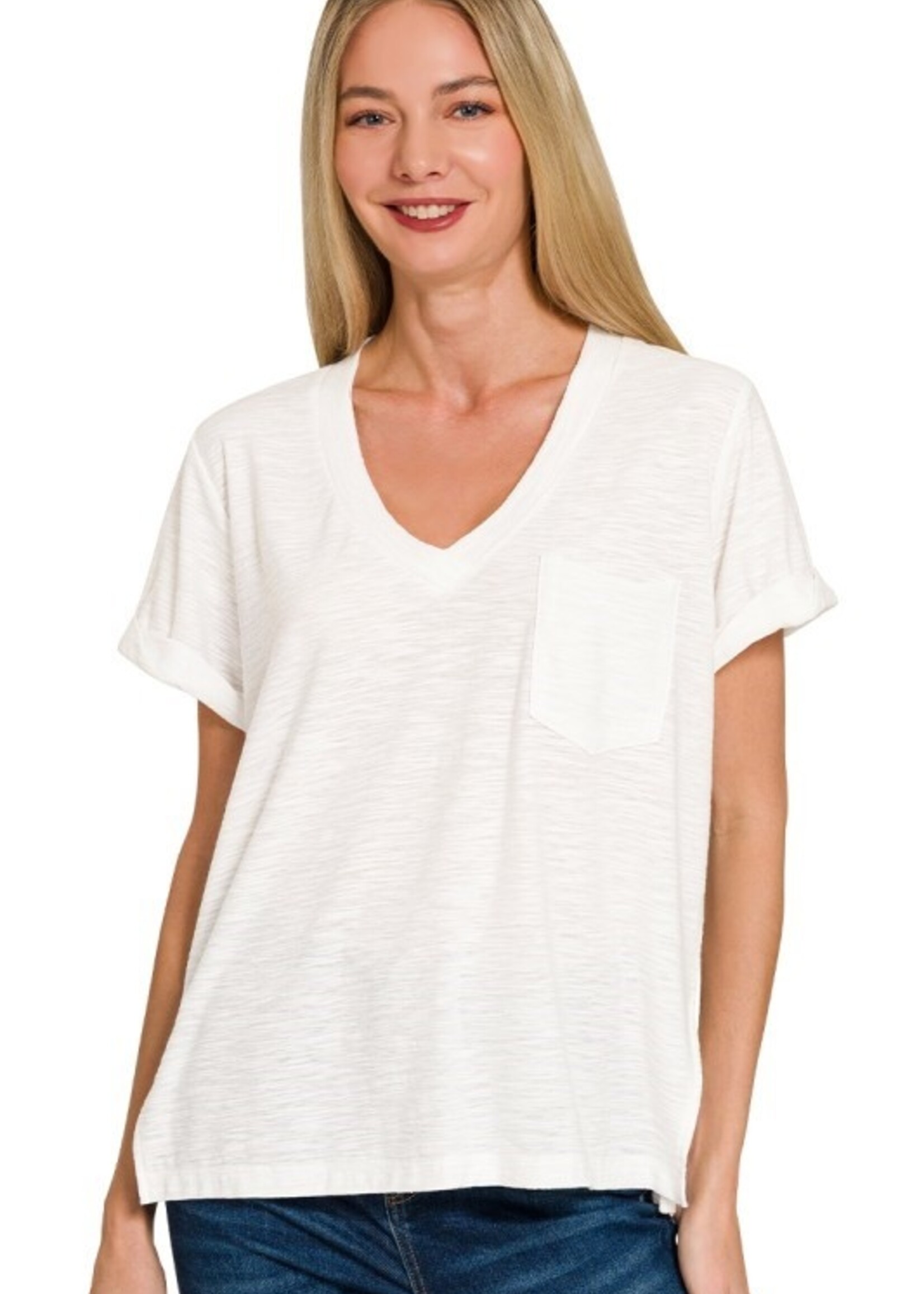 Slub V neck Tee +4 colors