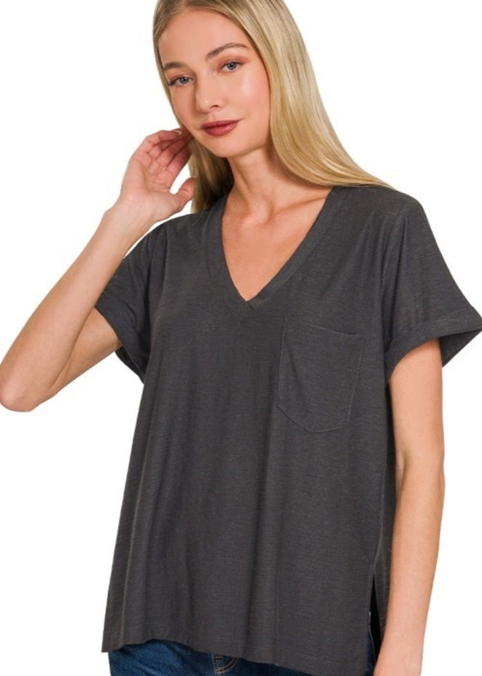 Slub V neck Tee +4 colors