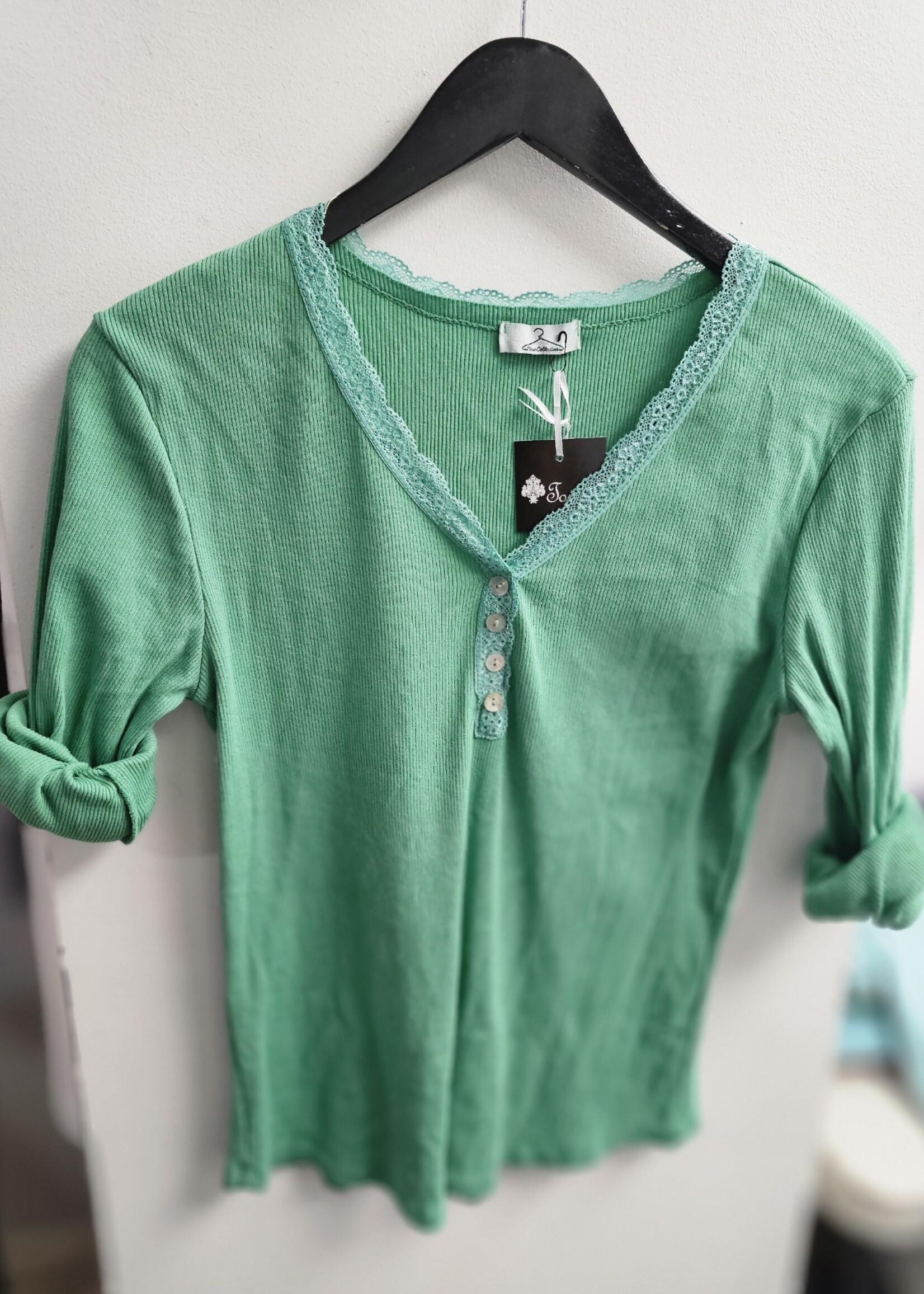 Lace trim henley +4 colors