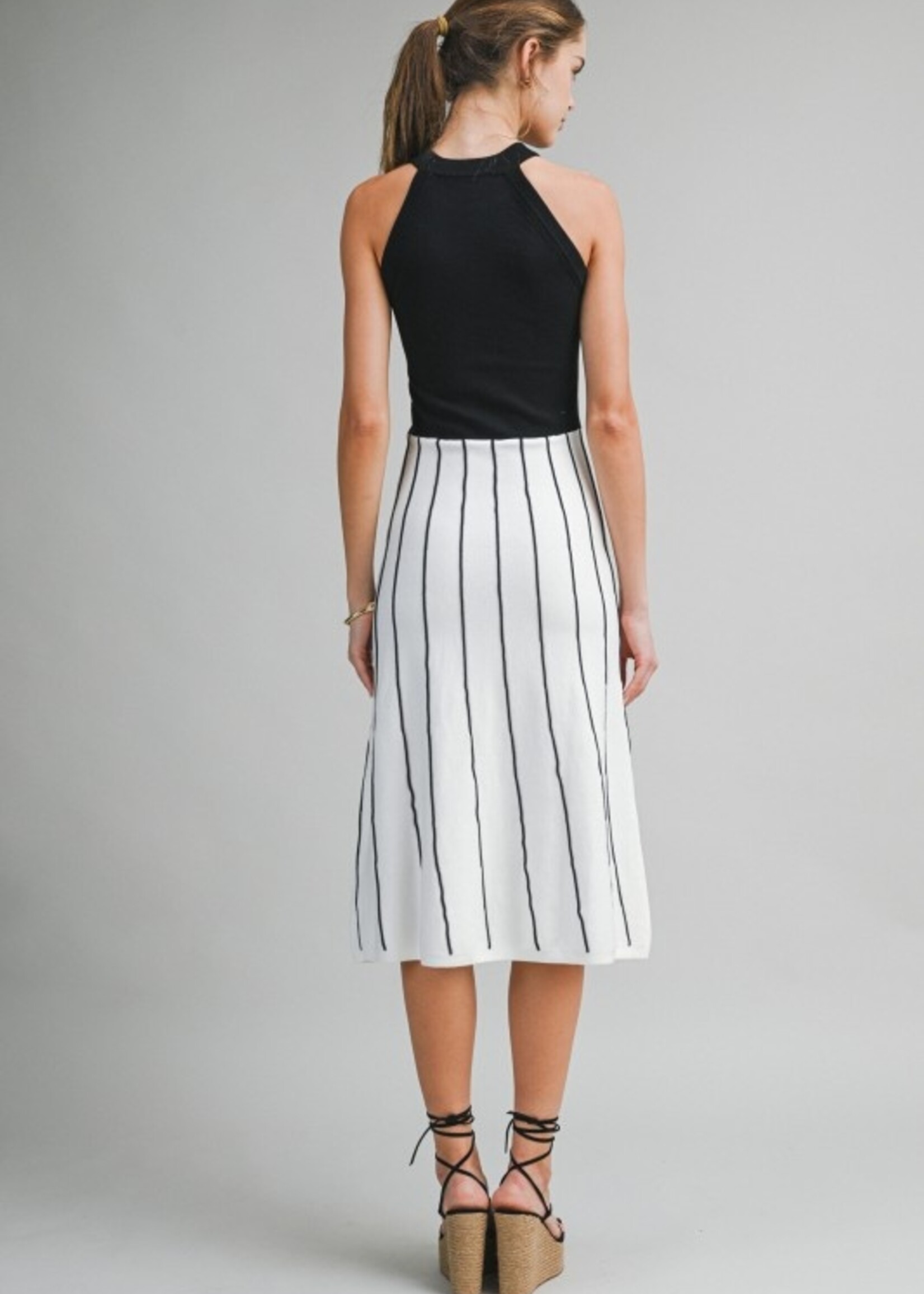 Stripe halter midi