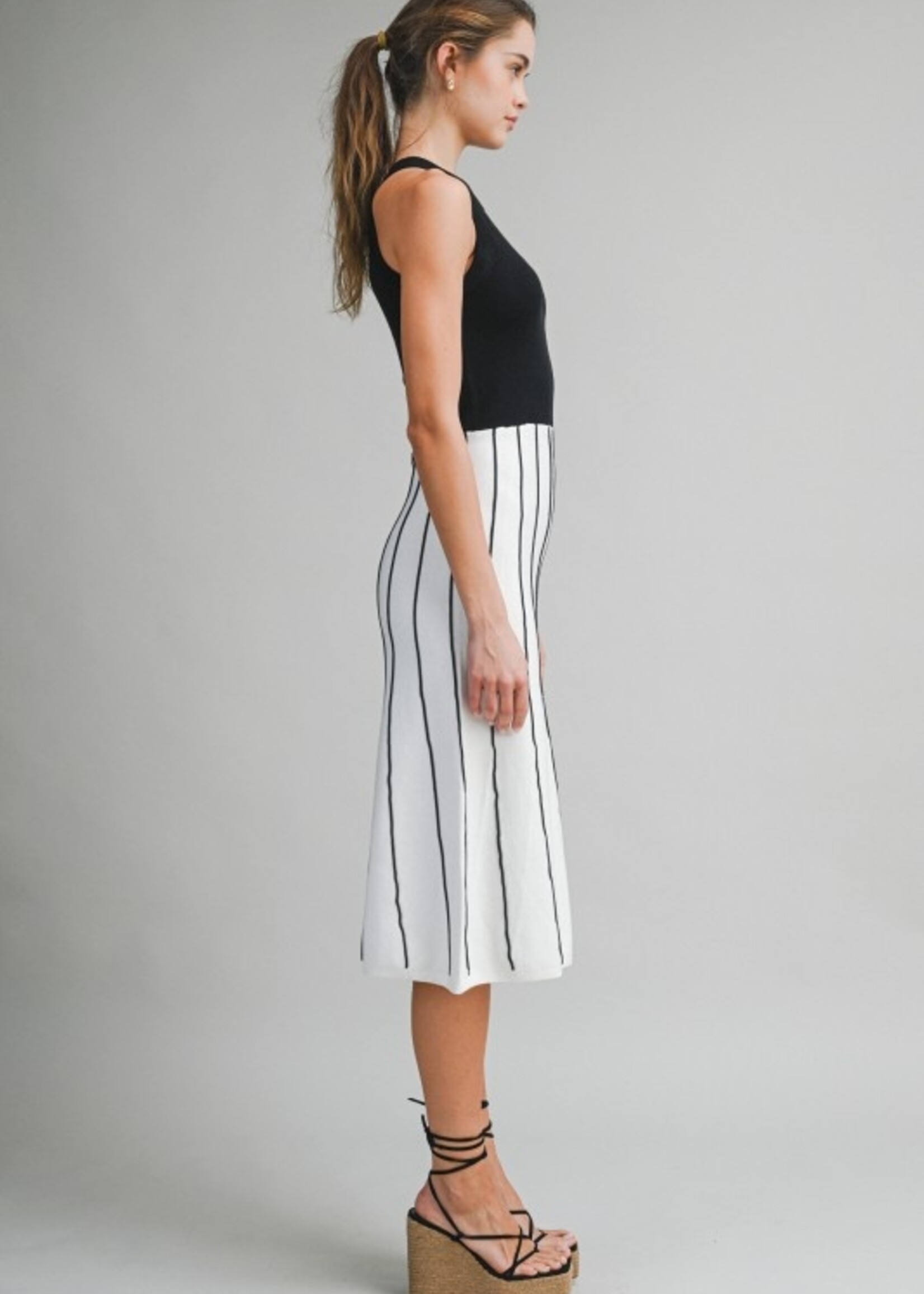 Stripe halter midi