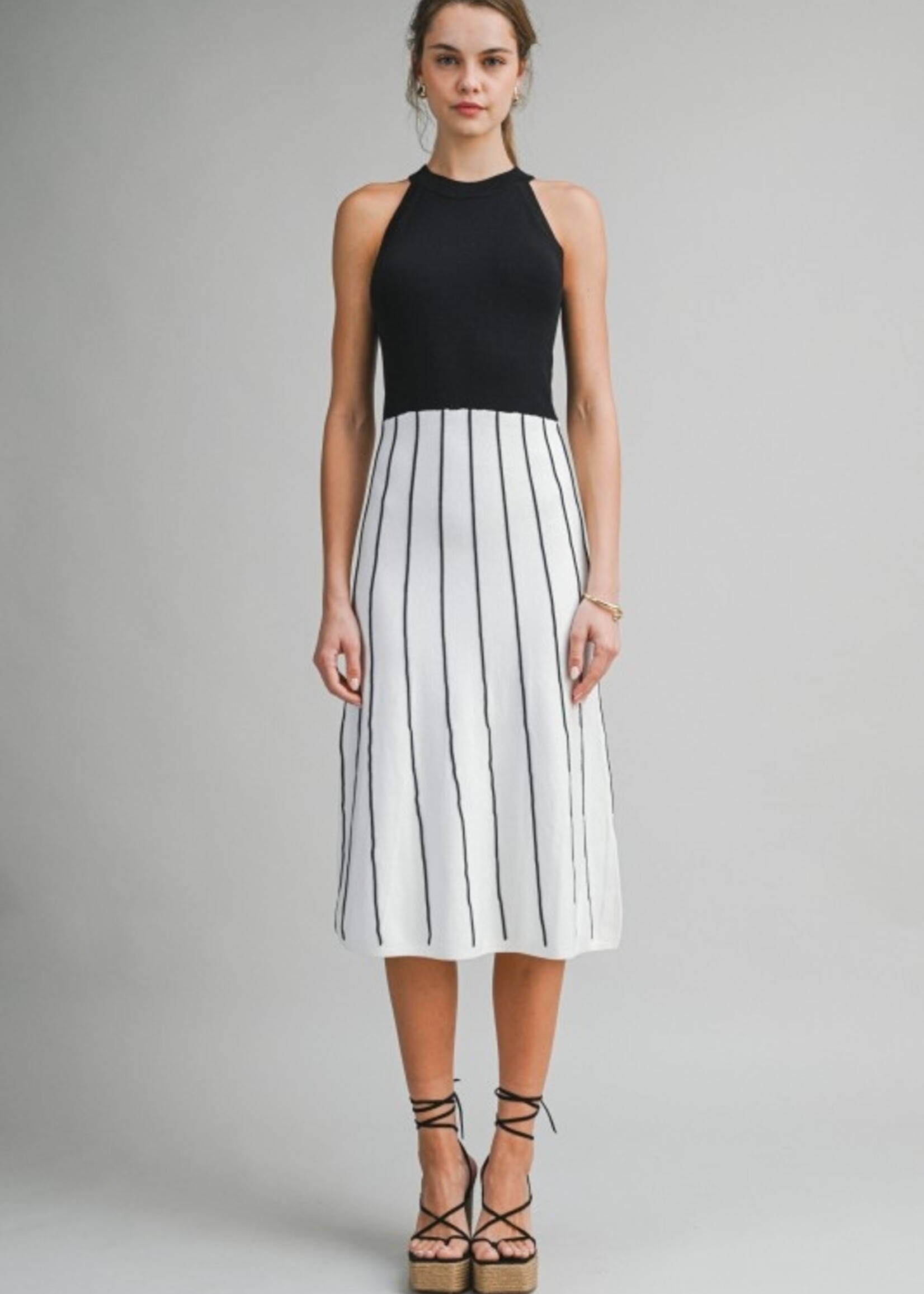 Stripe halter midi