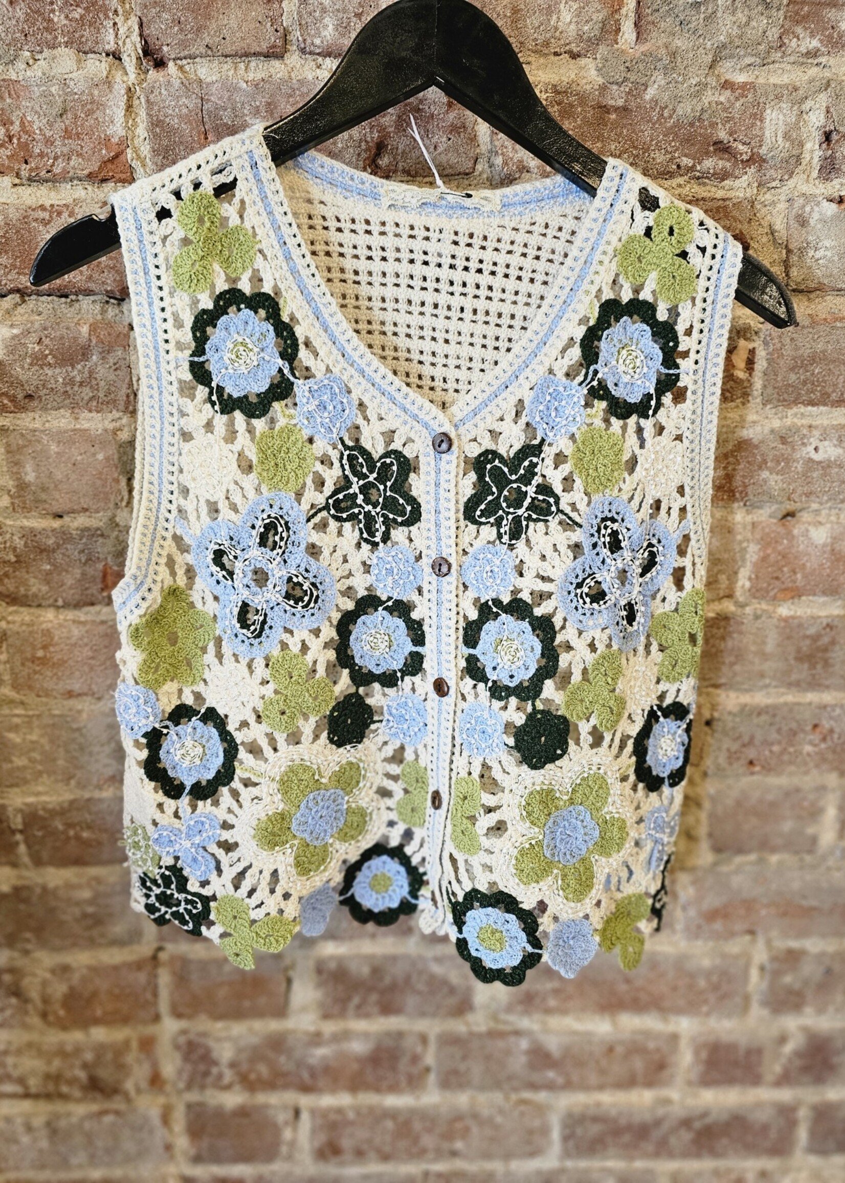 Crochet button front tank