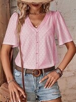 Eyelet V neck Tee +3 colors