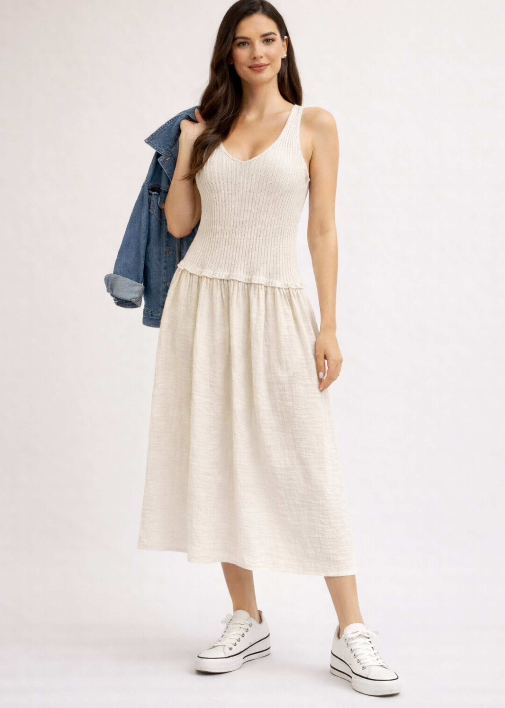 Knit with gauze midi +3 colors