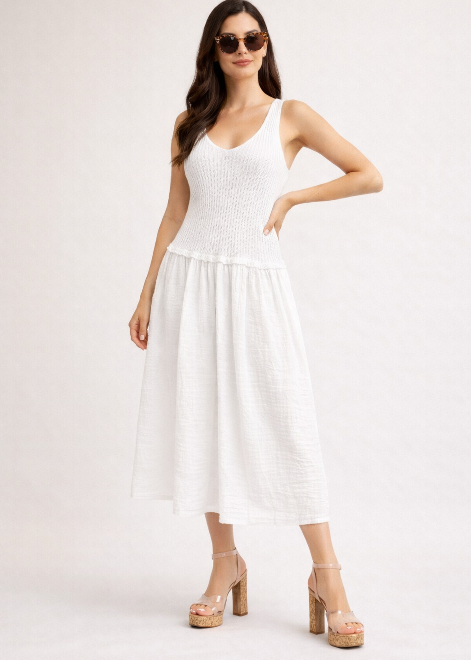 Knit with gauze midi +3 colors